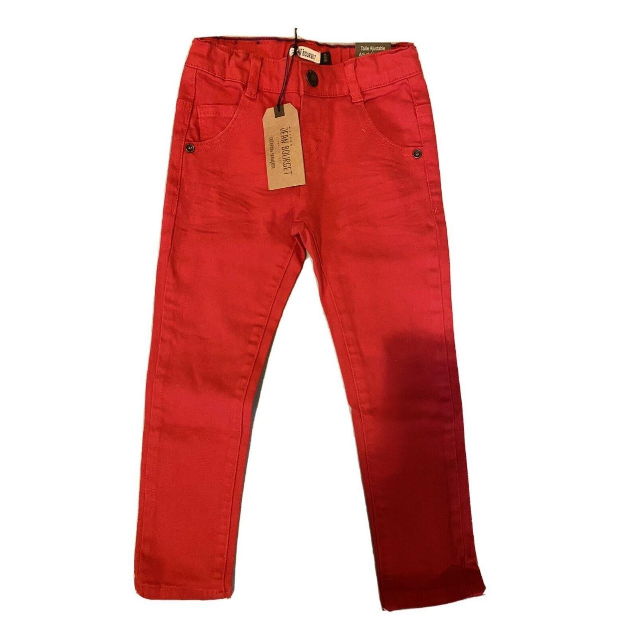 These red, stretch. skinny jeans are by French... - Depop