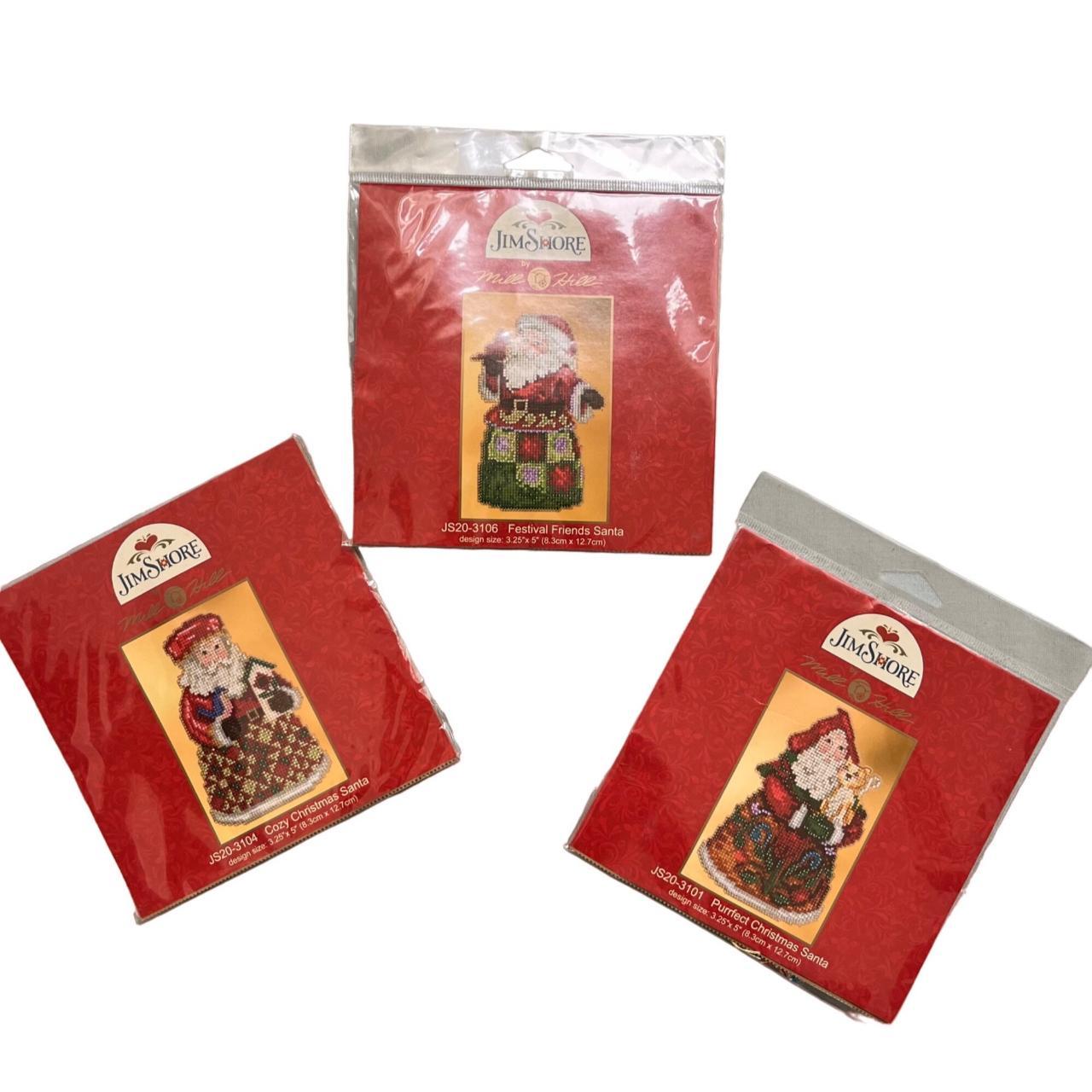 3 New Jim Shore Santa Ornaments, Cross Stitch Kits... Depop