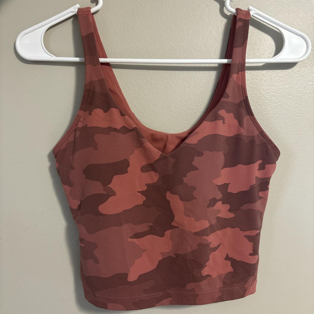 Red/Pink Camo Align Tank Size 6 Never worn Perfect - Depop