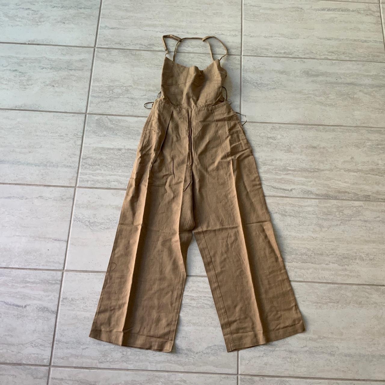 Oak + Fort Women's Tan and Brown Jumpsuit | Depop