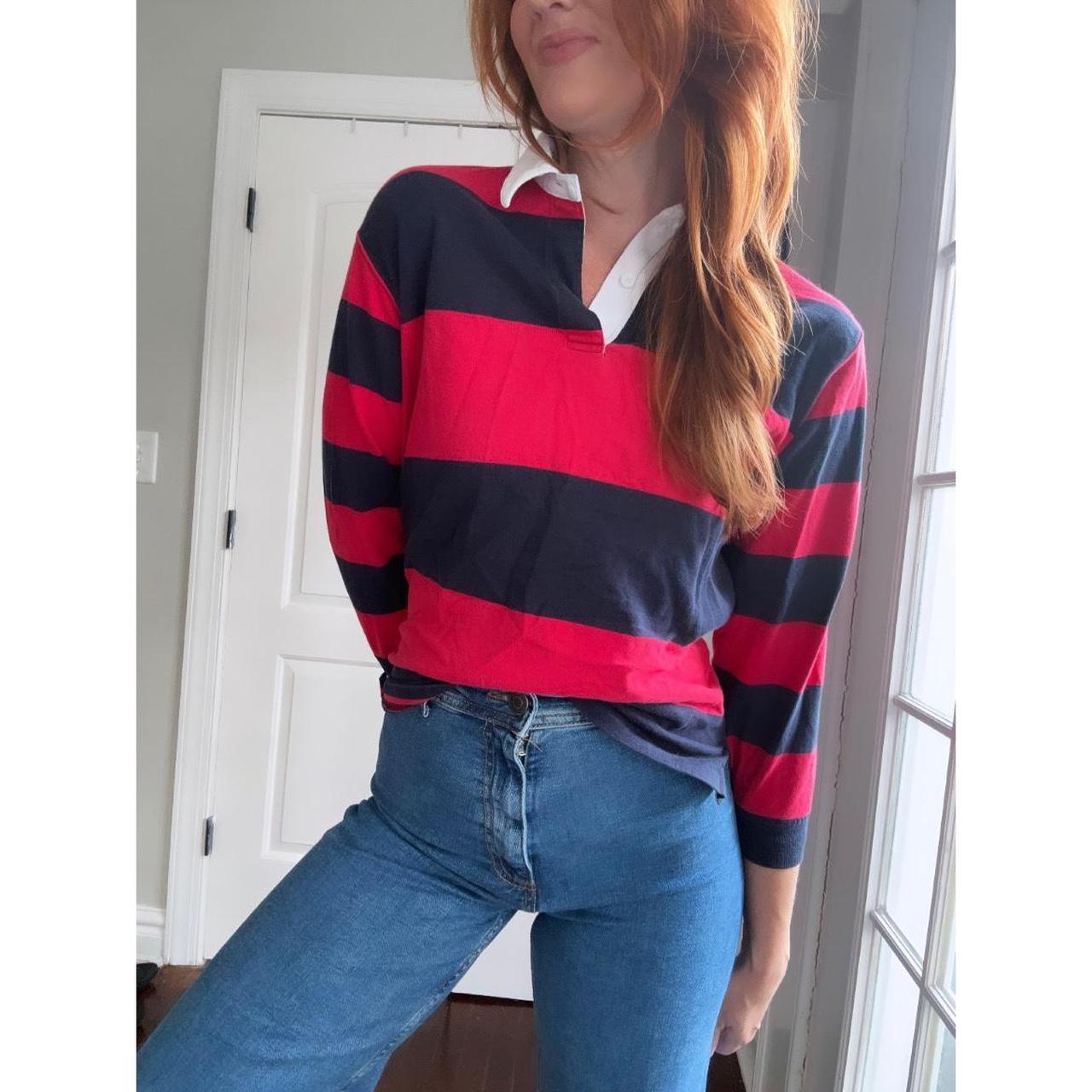 Vintage Lands End rugby shirt. Size medium but fits... Depop