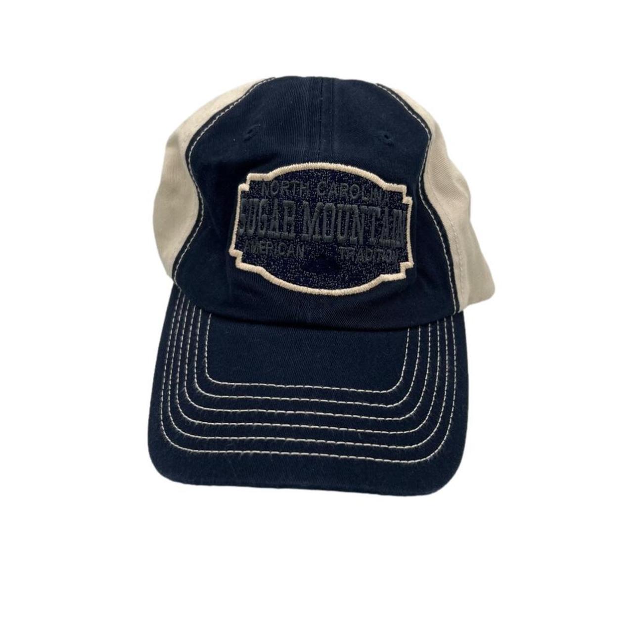 Sugar Men's Tan and Navy Hat Depop