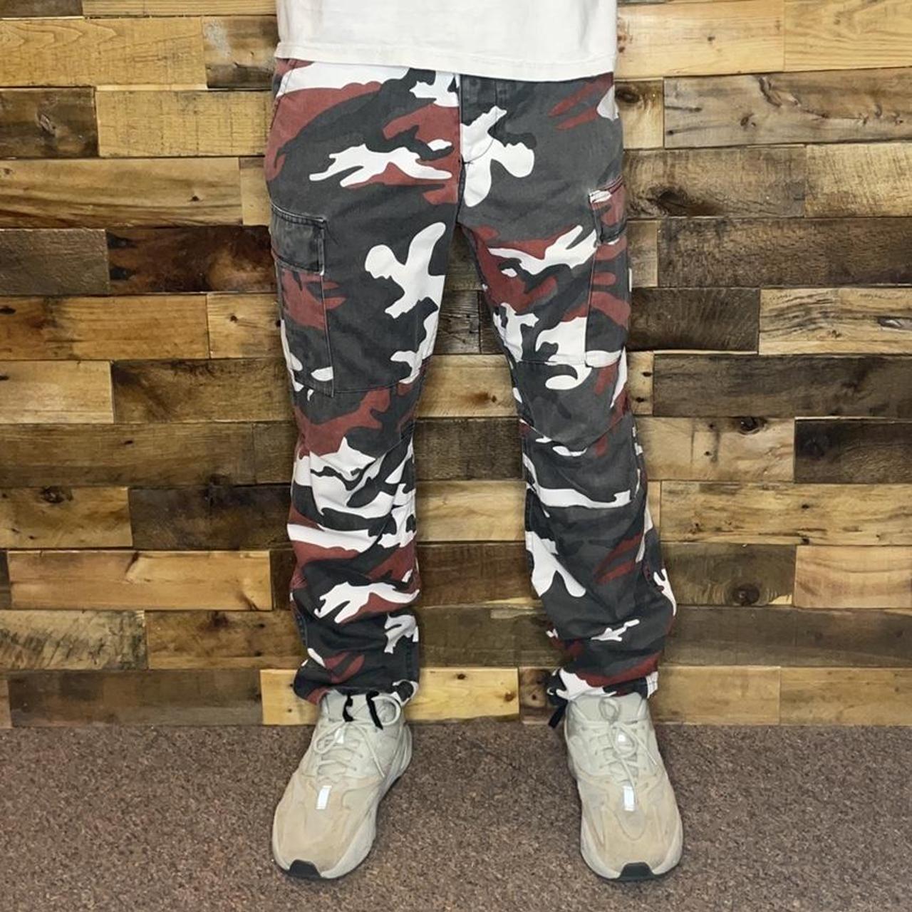 red and black camo pants