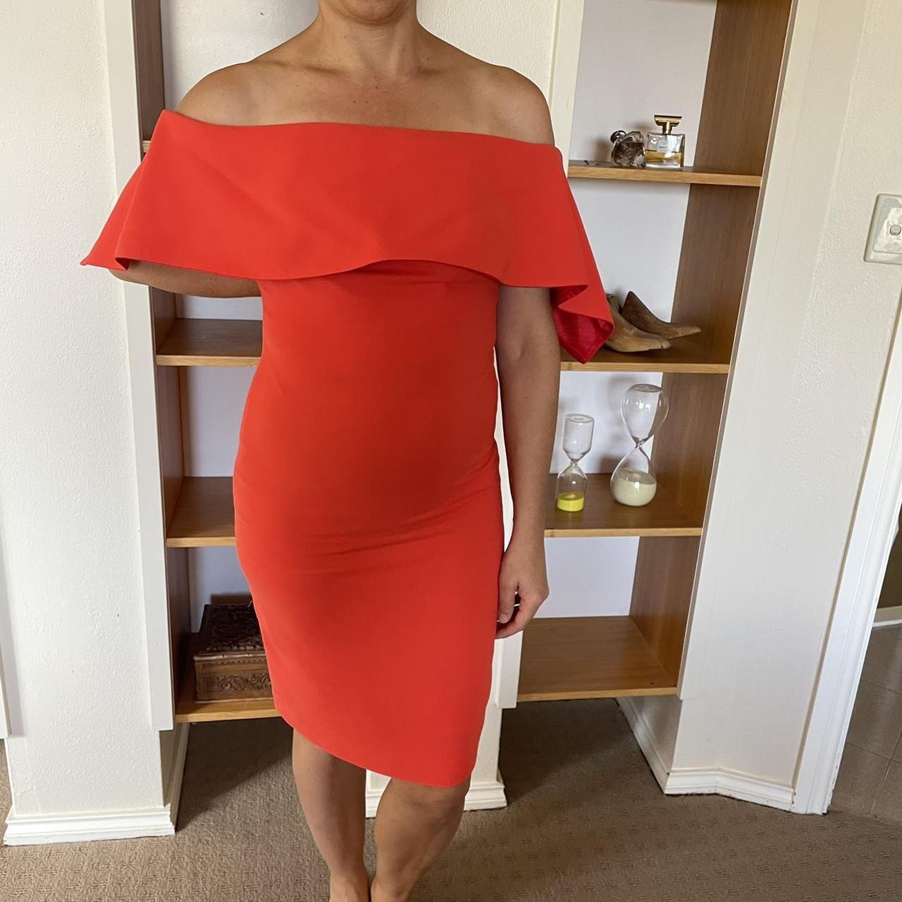 Carla Zampatti off the shoulder dress in red.... - Depop