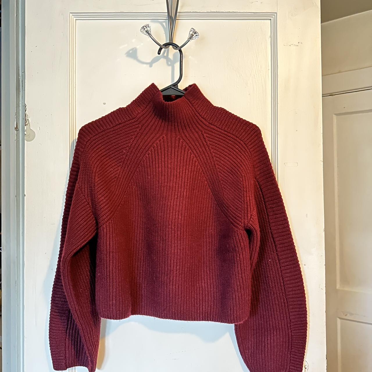 Burgundy Mock Neck Sweater - Depop