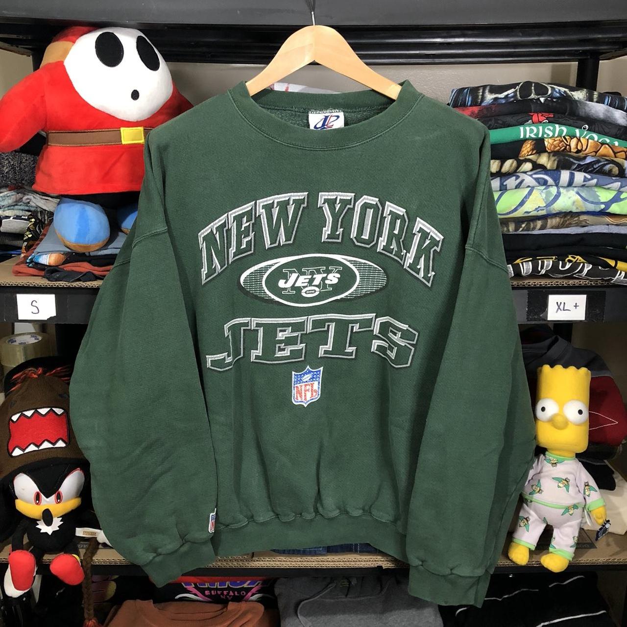 Vintage New York Jets Sweatshirt Men's Size L Green... - Depop