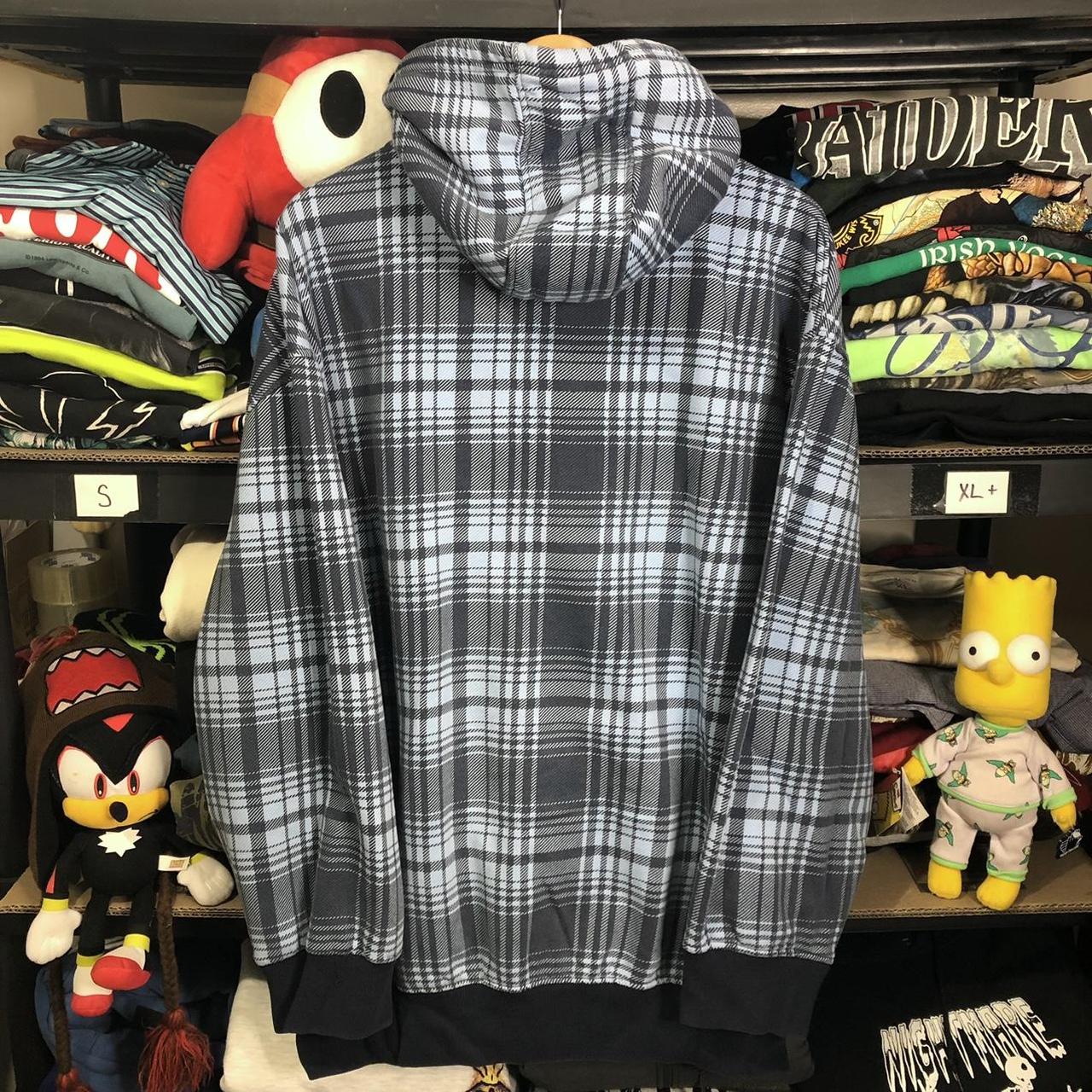 Y2K skater grunge plaid baggy hoodie size 3XL 2000s... - Depop