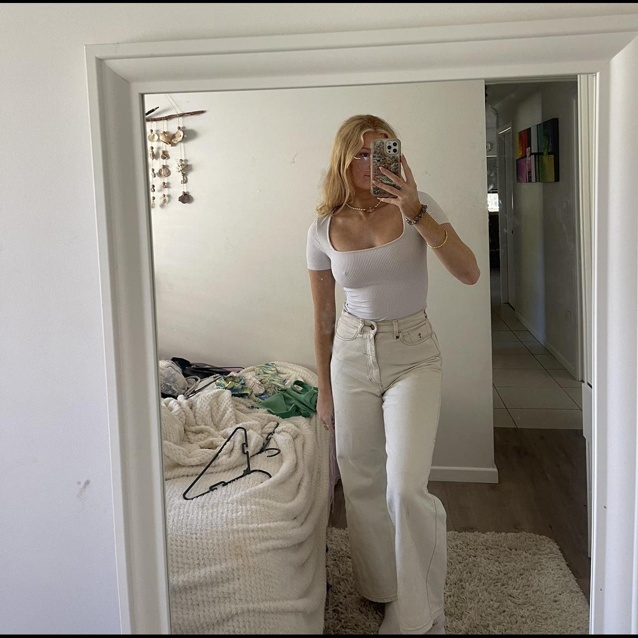 kookai white bodysuit 🦢 size 34-36 (very stretchy) -... - Depop