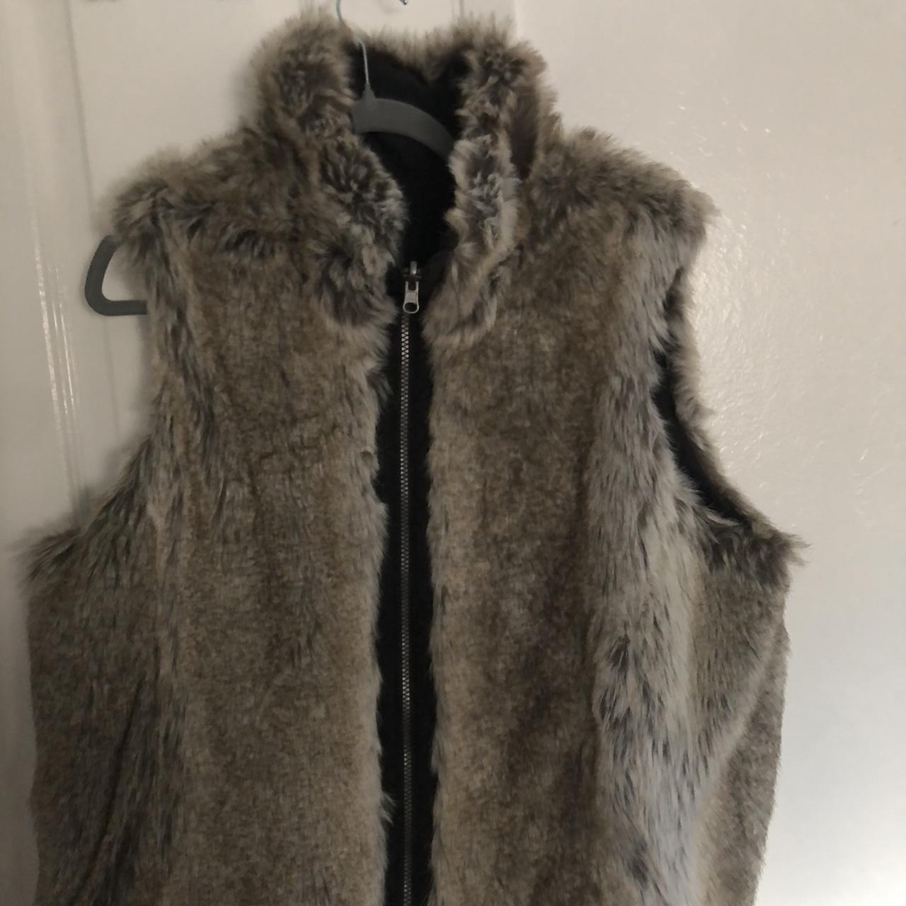 random revers able fur vest -size small -dope... - Depop