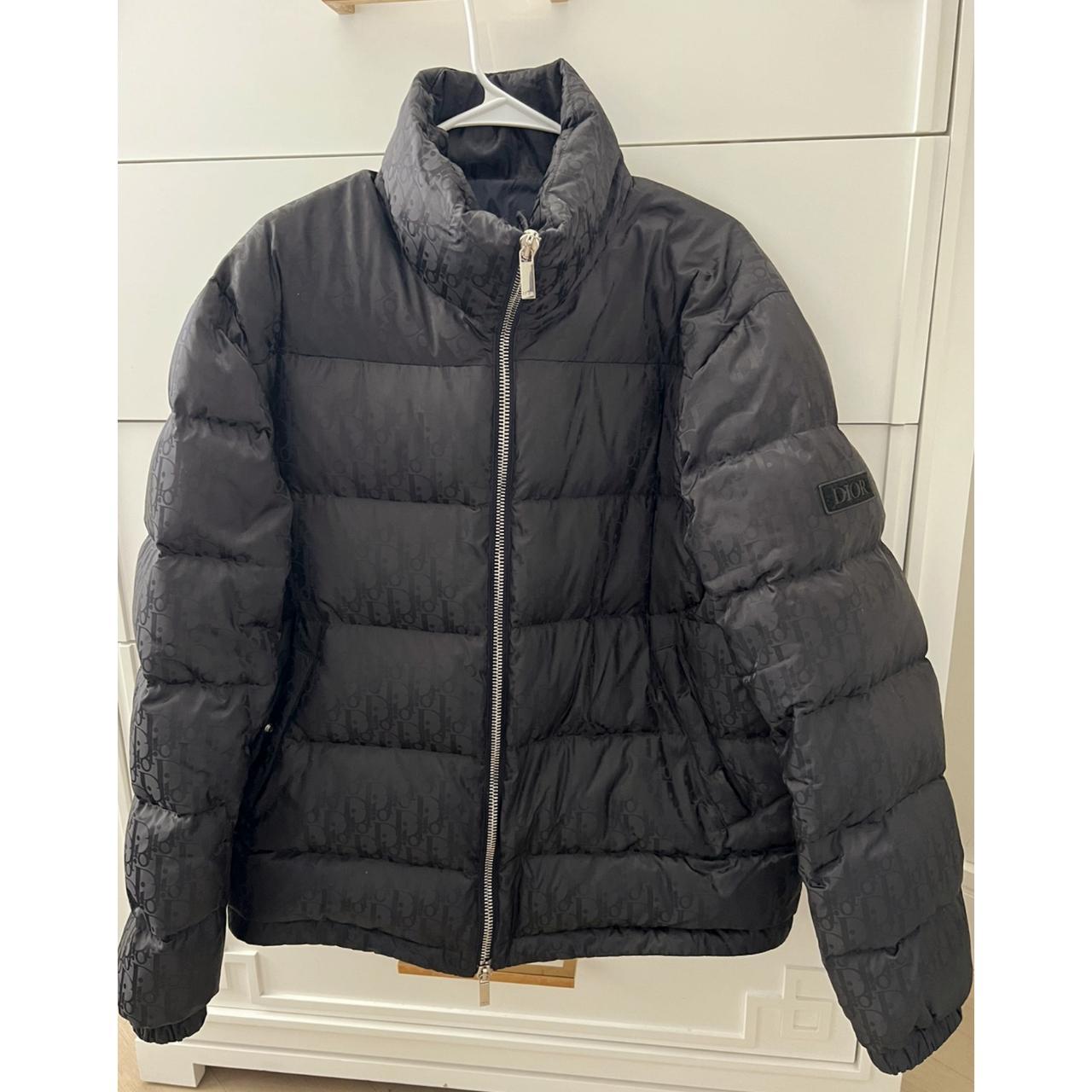 Black down carivore puffer jacket with dior oblique print