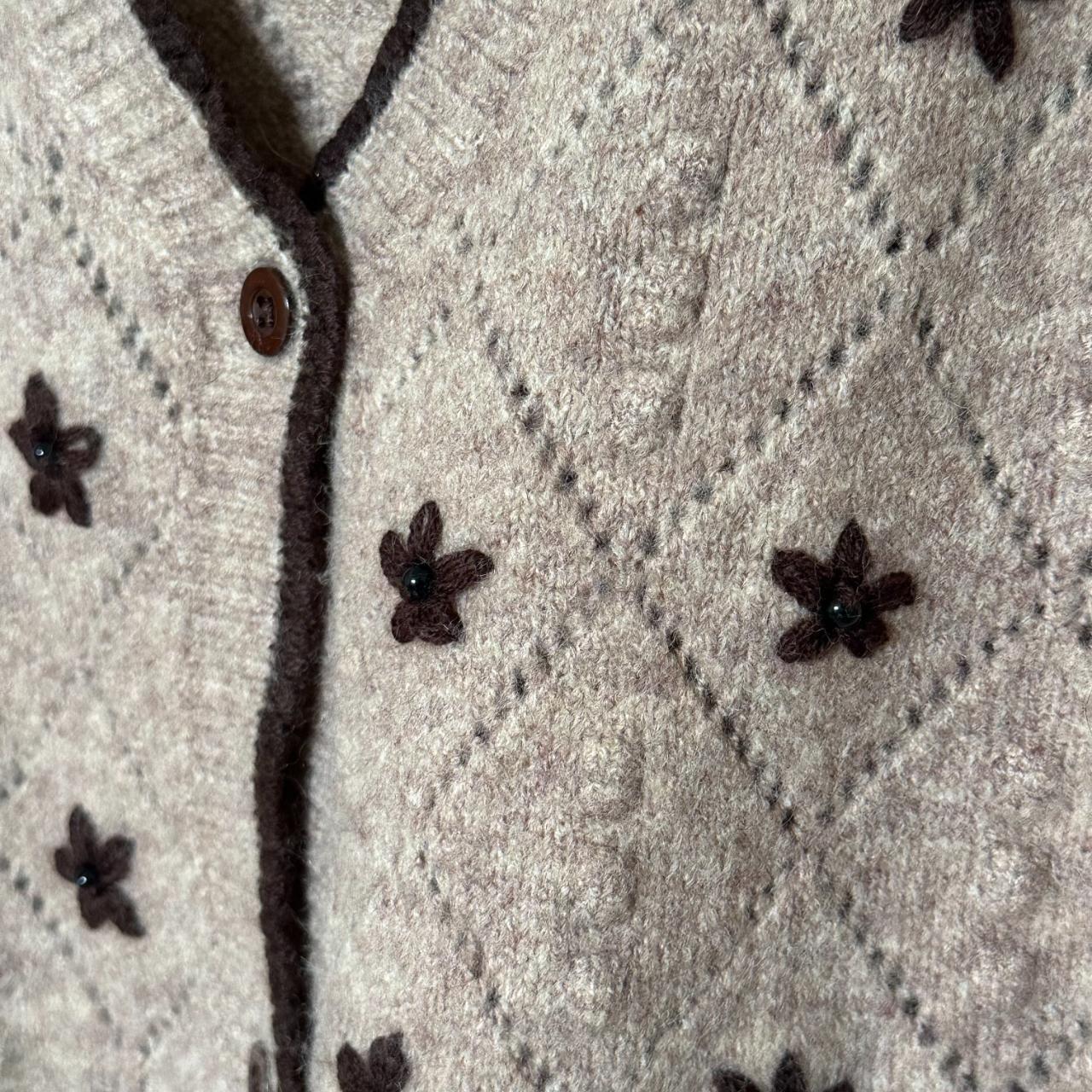 ZARA Floral Stitch Crochet Detail Cardigan Floral... - Depop