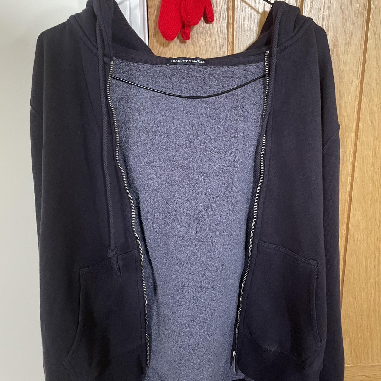 brandy Melville navy zipup hoodie with a drawstring... Depop