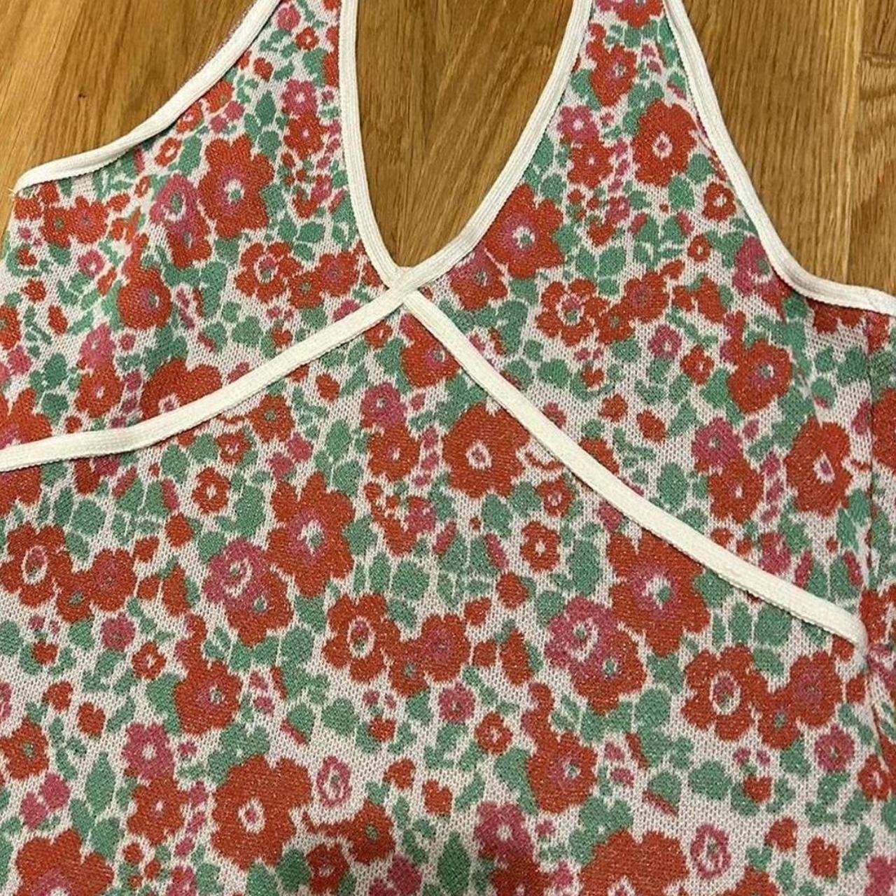 Zara Floral Knit Halter Top Dress! Size... Depop
