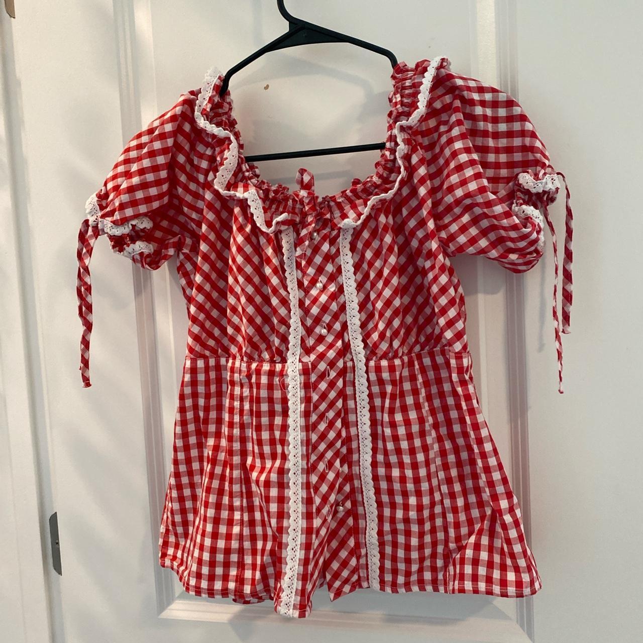 coquette, farmers daughter, red gingham top! 💗... - Depop