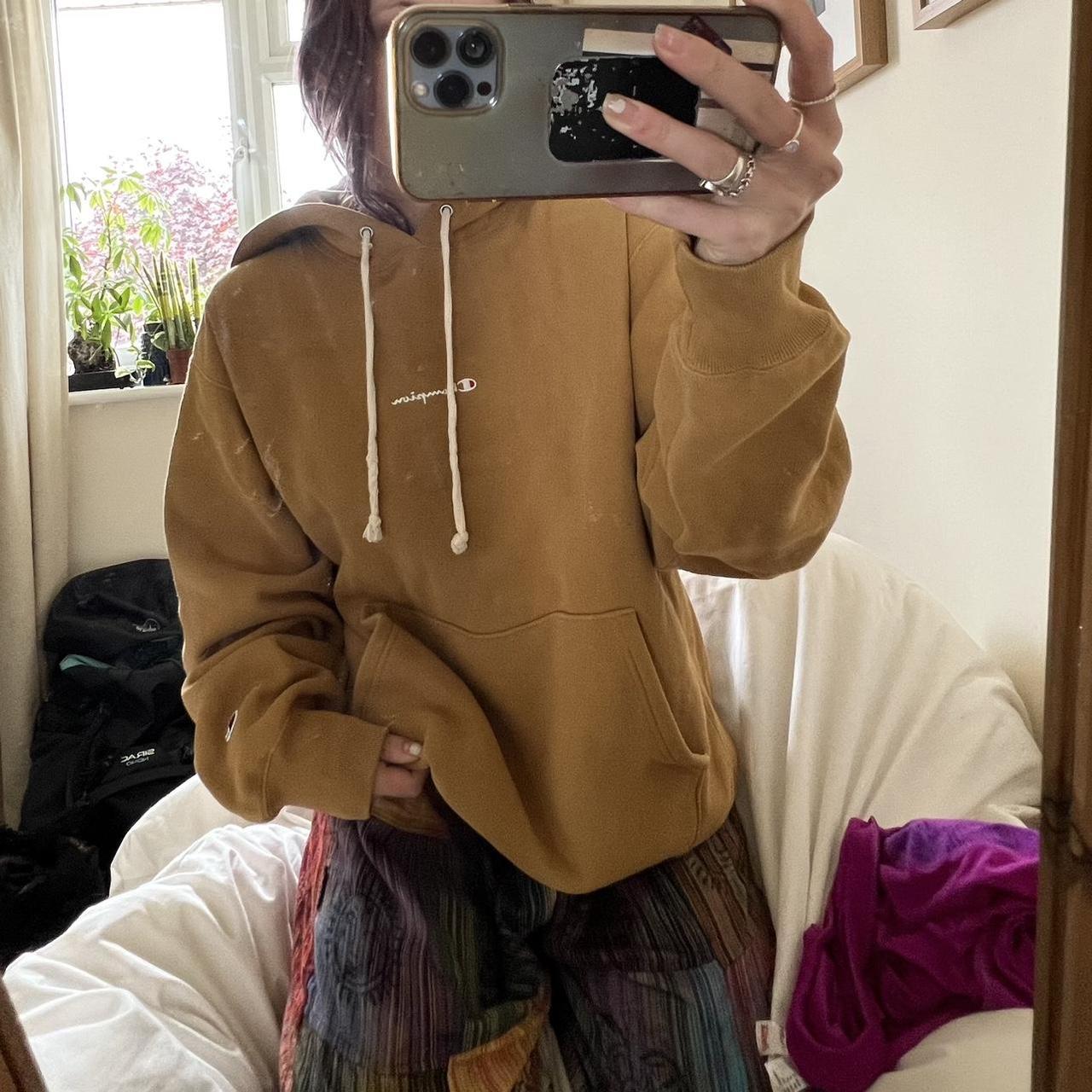Champion mustard coloured hoodie, great condition... Depop