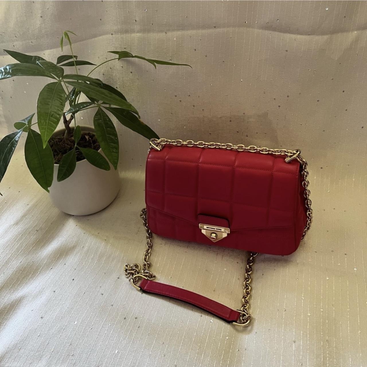 Michael kors red hot sale quilted bag