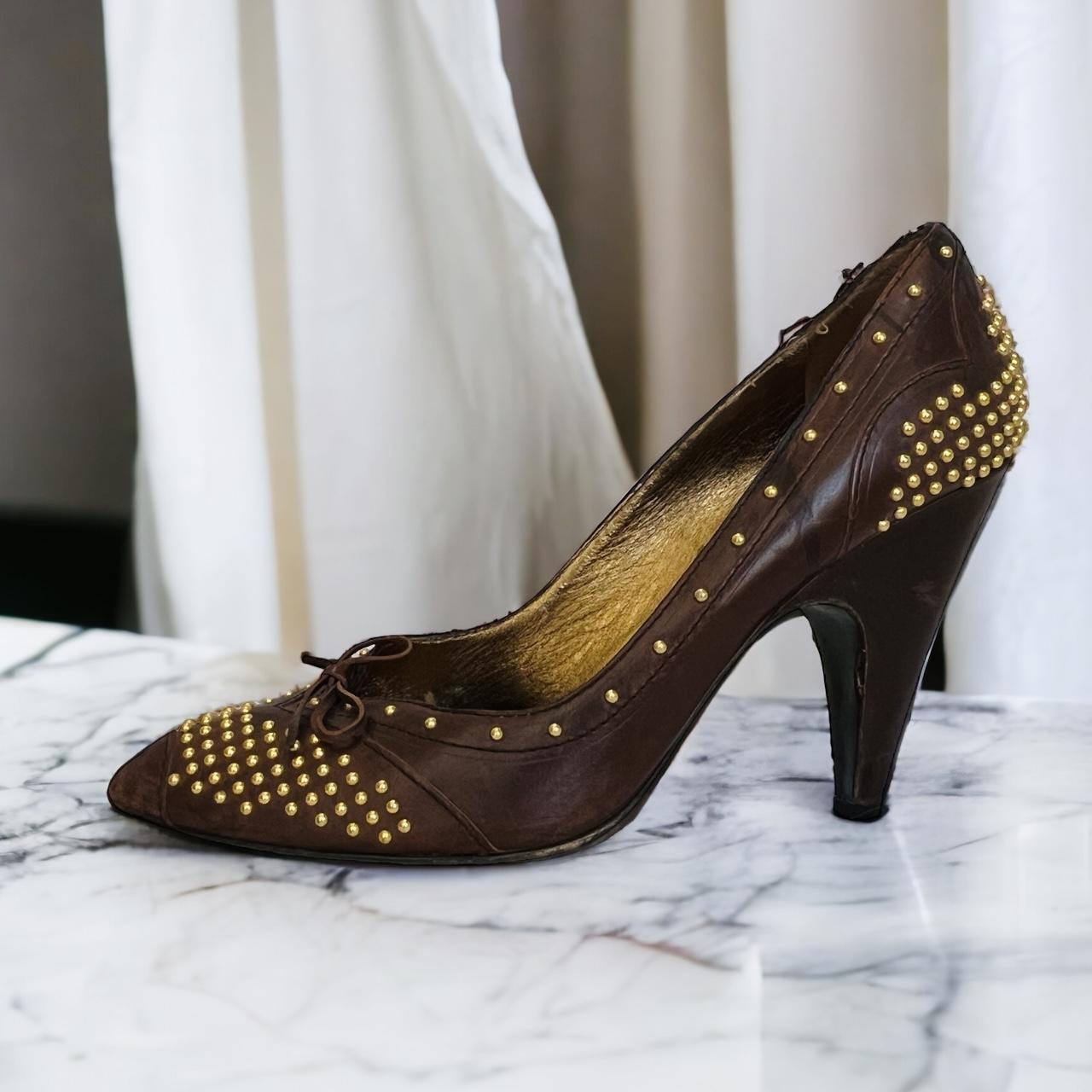 パンプス Miu Miu Brown Leather Pumps Miu Miu Slingback Heels, Size 41 EU