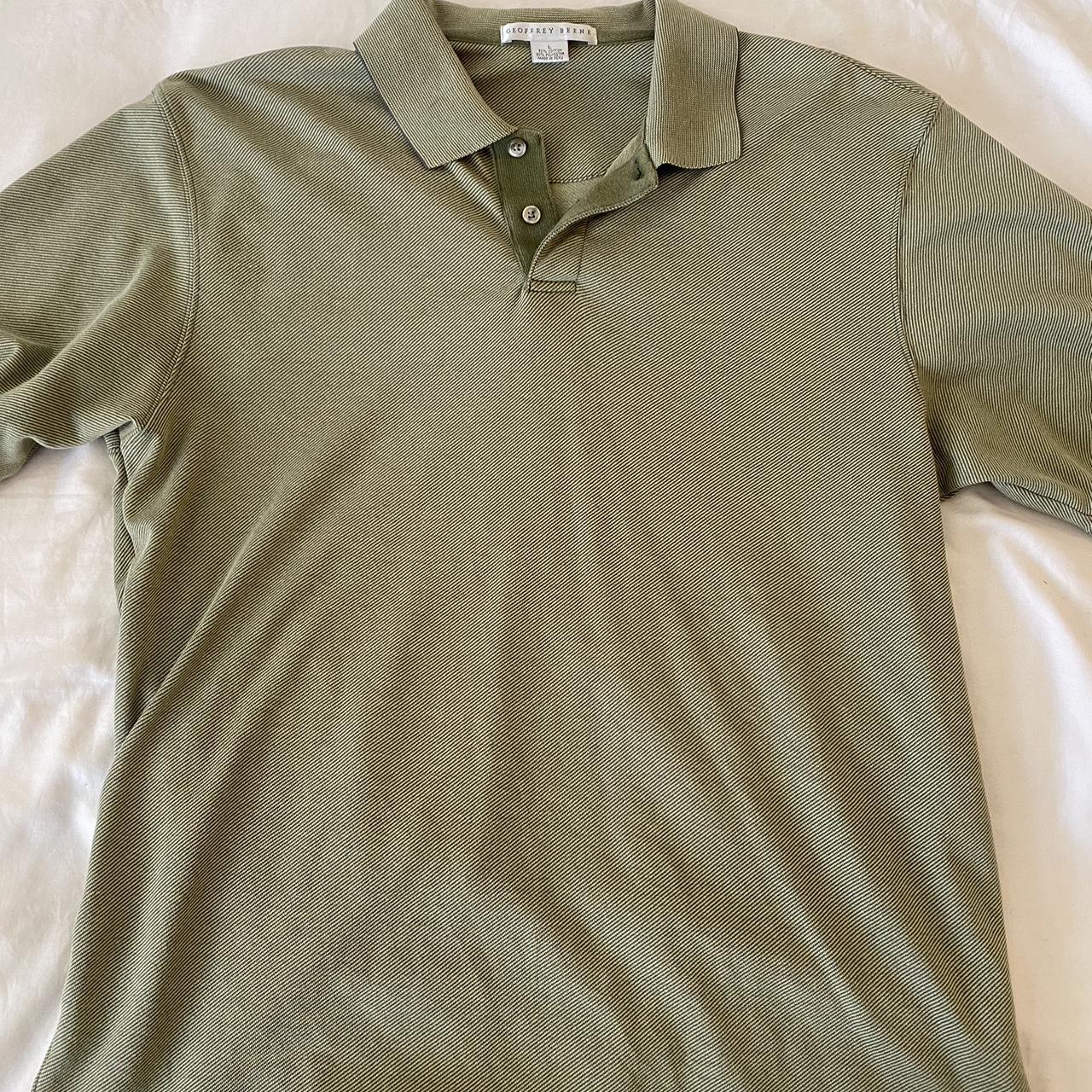 Men’s GEOFFREY BEENE Short Sleeve Polo Green Stripe... - Depop