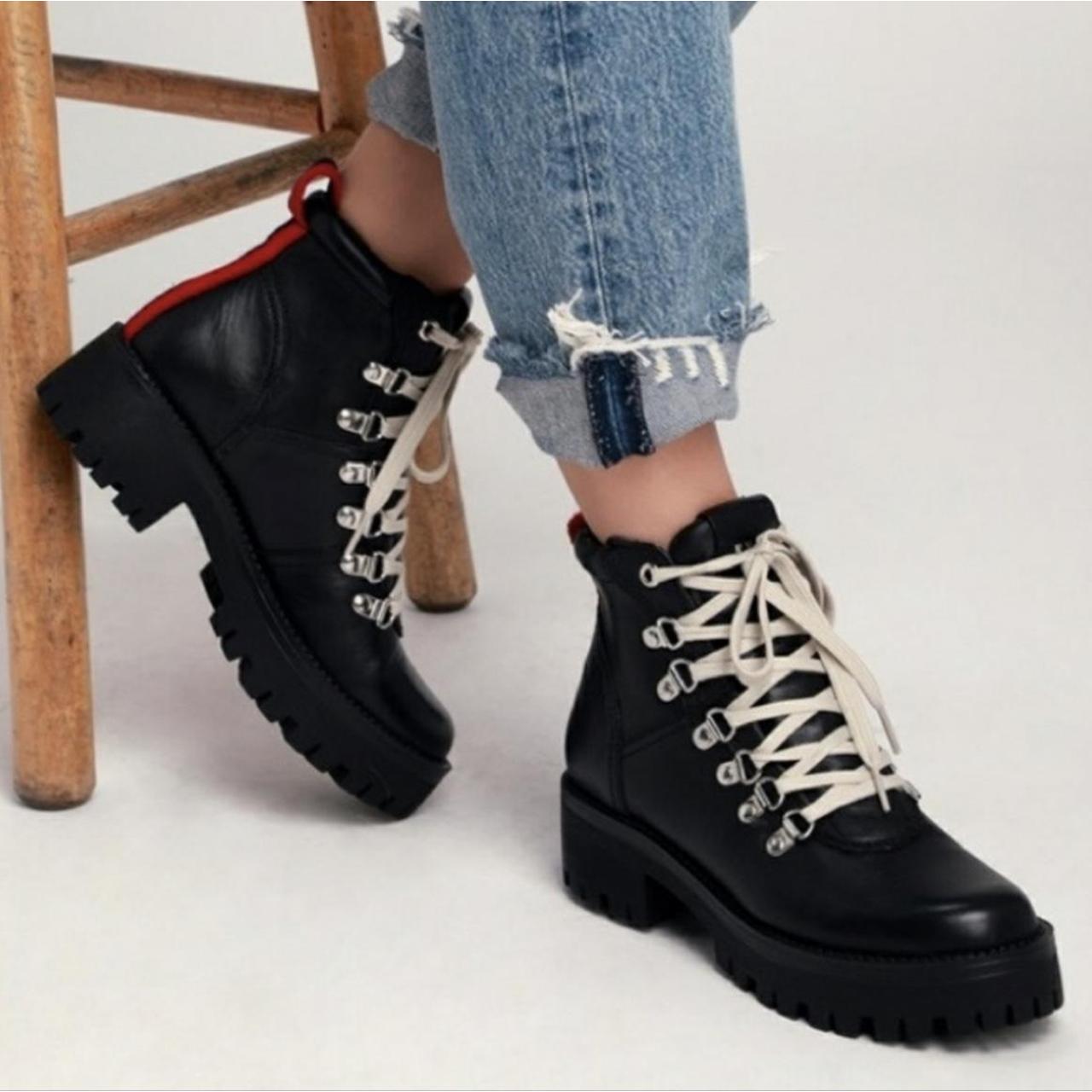 Hiking Boots Steve Madden Bam Black Leather Boots Steve Madden