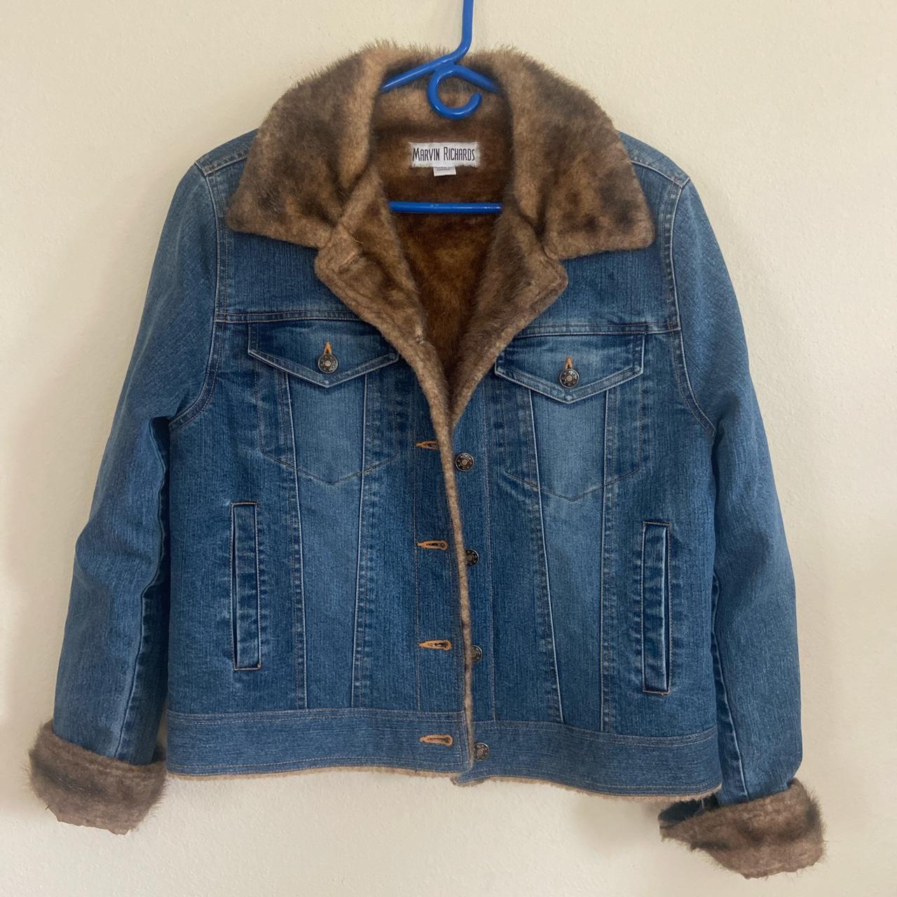 vintage Y2K sherpa afghan fur lined denim jacket... - Depop