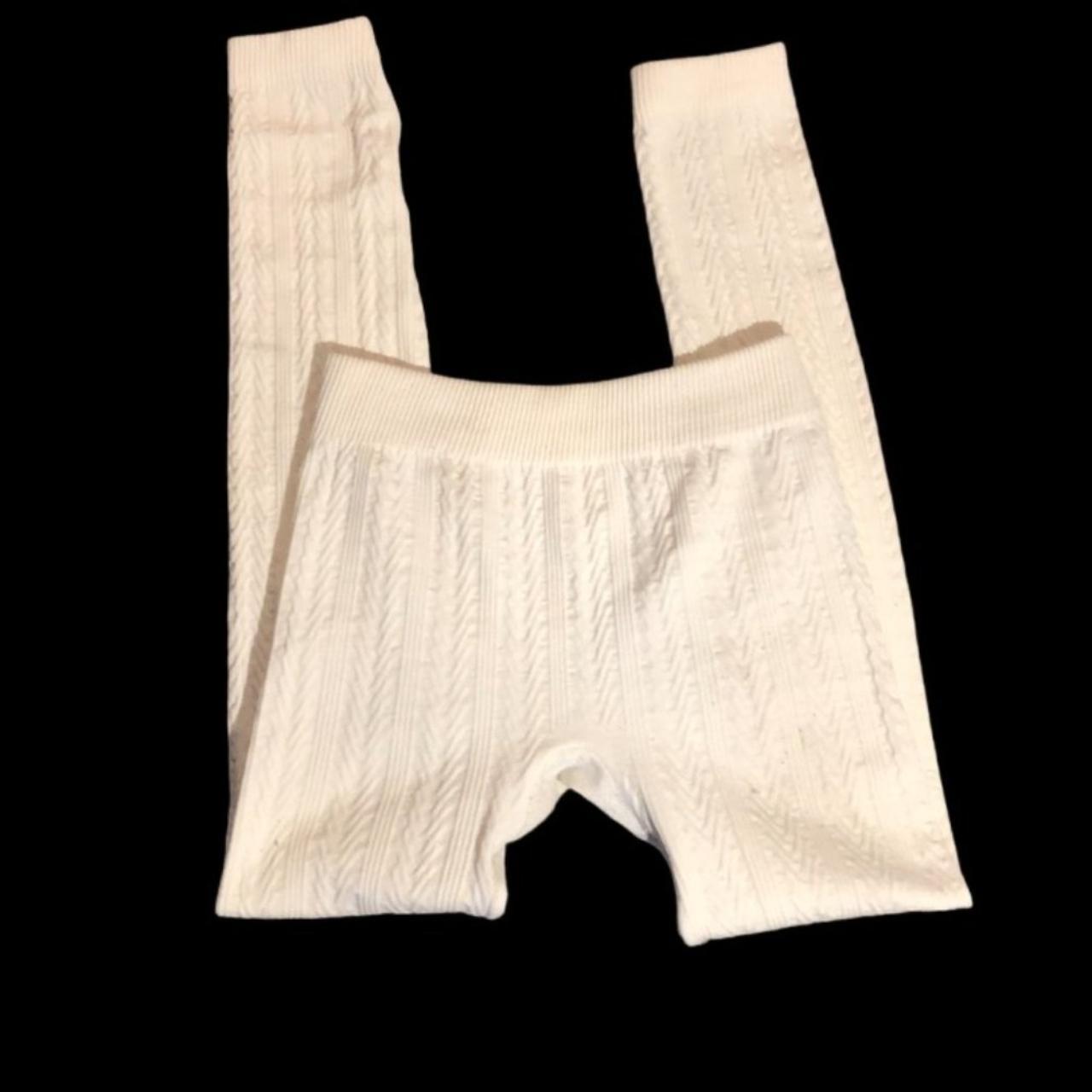 Soft White Knit Leggings Winter knit leggings with a Depop