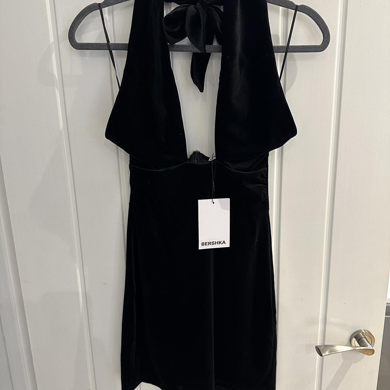 Bershka 'Velvet' Halterneck Deep Plunge Mini Depop