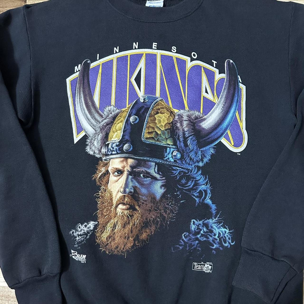 Vintage, Shirts, Vintage 9s Minnesota Vikings Hoodie Salem Sportswear