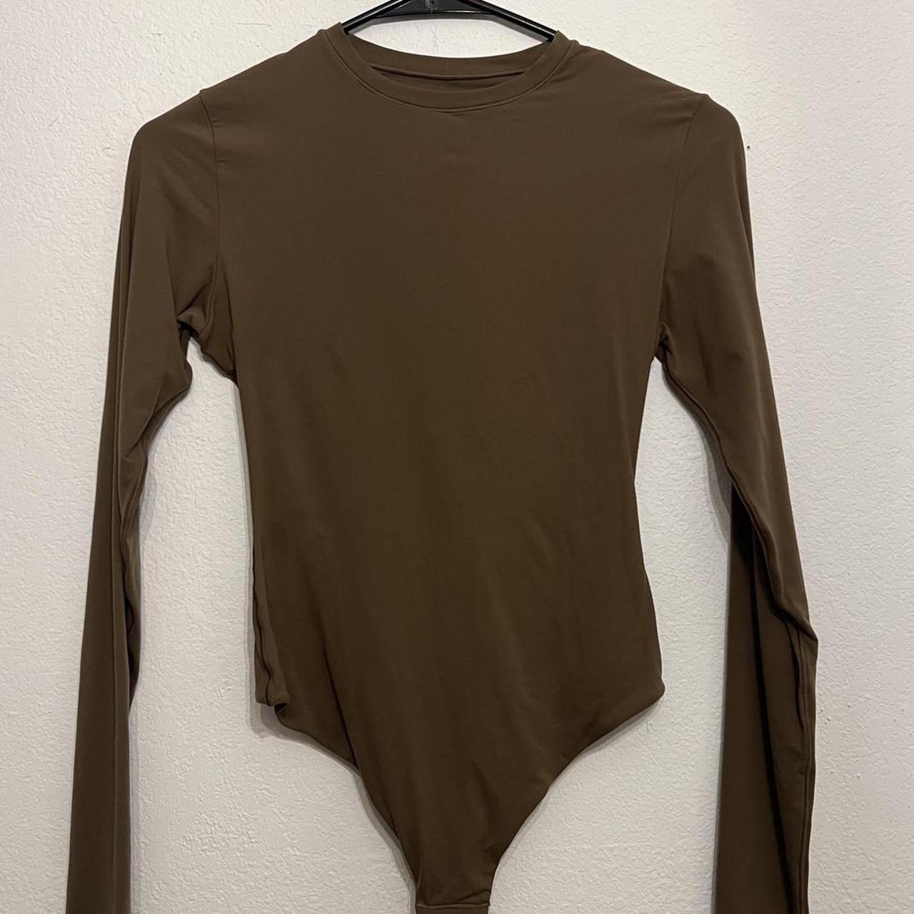 SKIMS Disco Long Sleeve Bodysuit - Umber Brand - Depop
