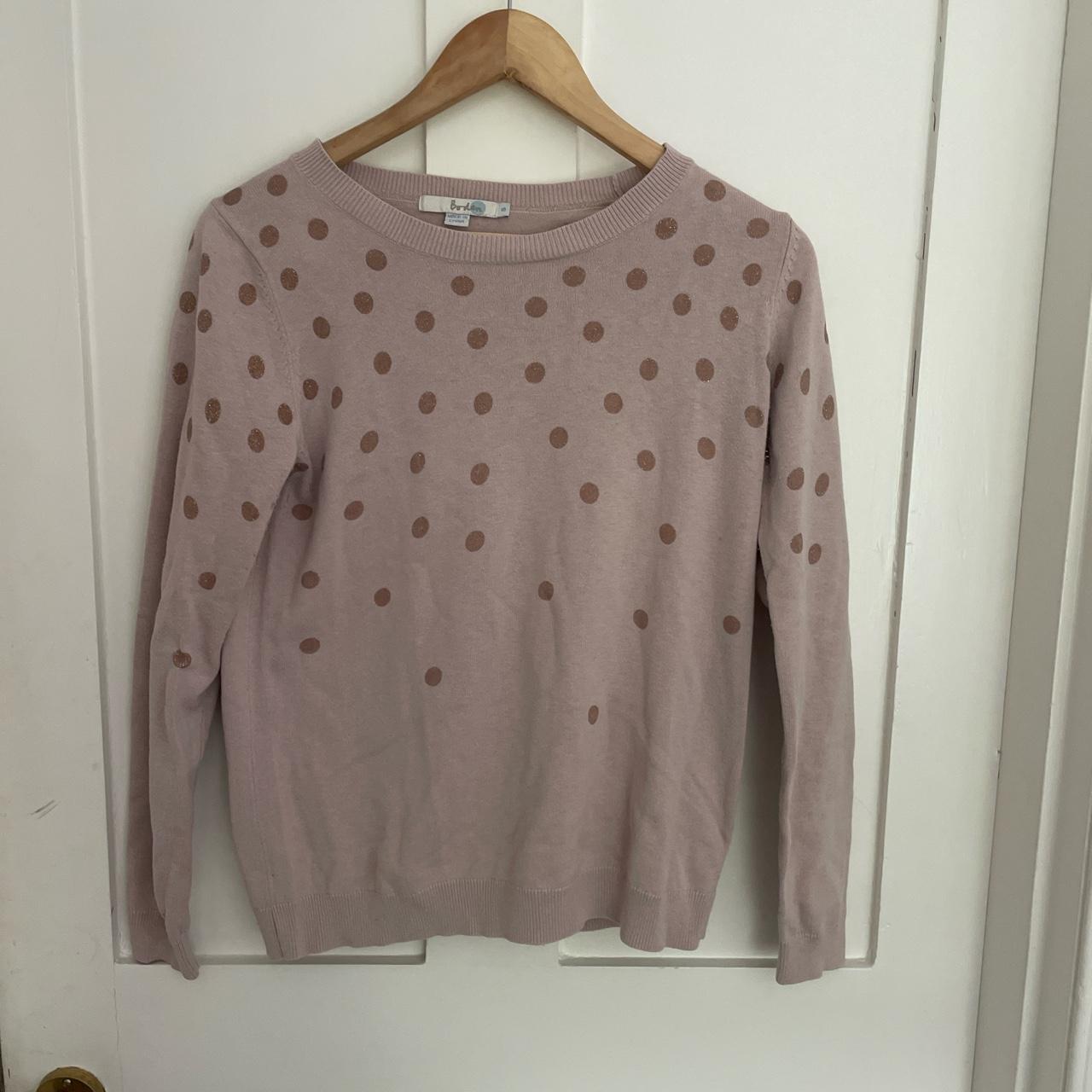 pink sparkle spotted jumper from boden size - Depop