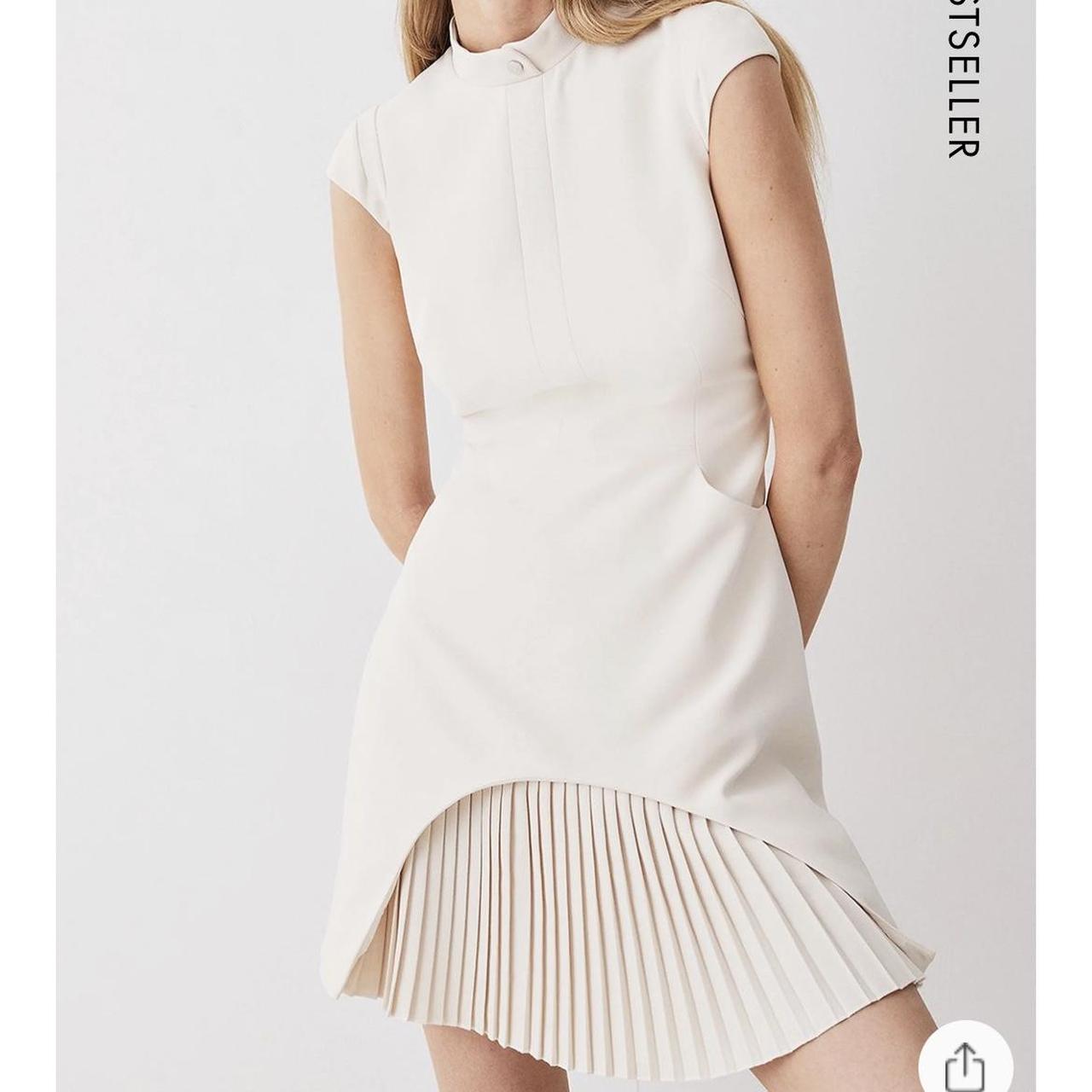 Karen Millen Cream Pleated Dress UK 8, EU 36 Depop