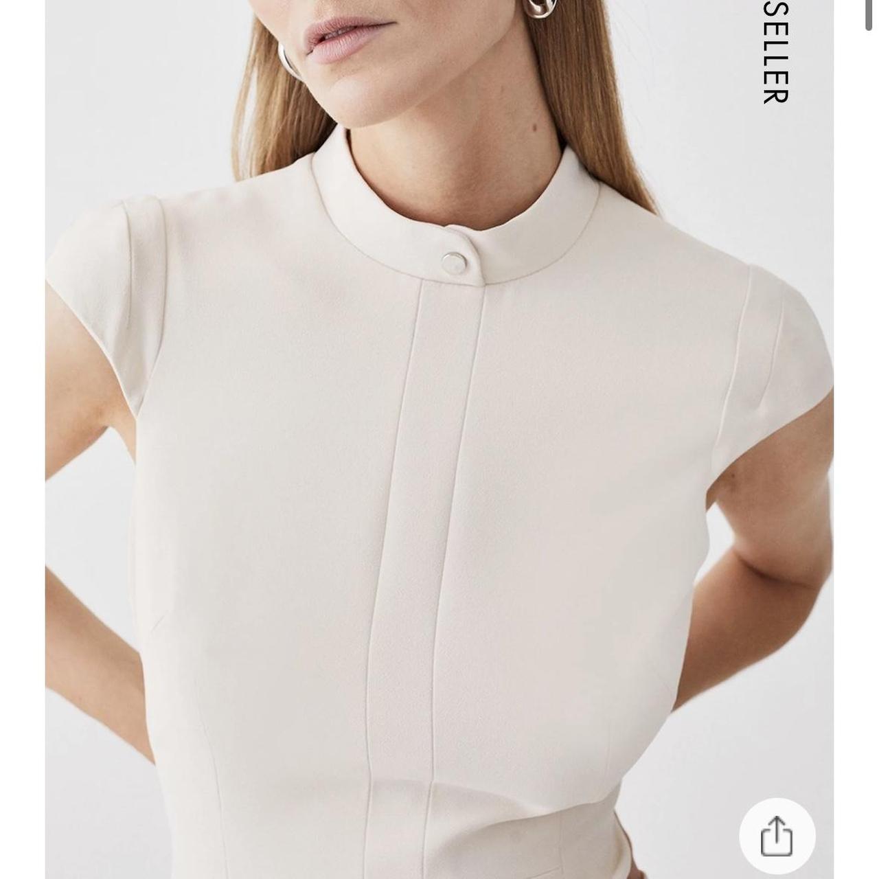 Karen Millen Cream Pleated Dress UK 8, EU 36 Depop