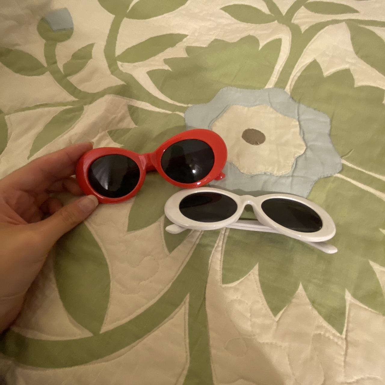 SHEIN Men's White and Red Sunglasses Depop