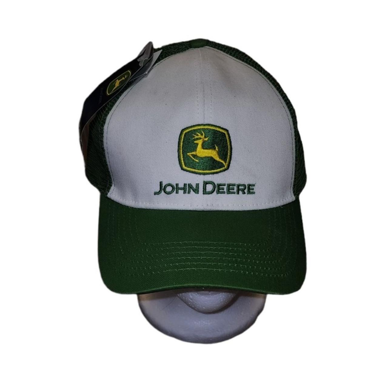 NEW John Deere White Front Green Mesh Snap Back... - Depop