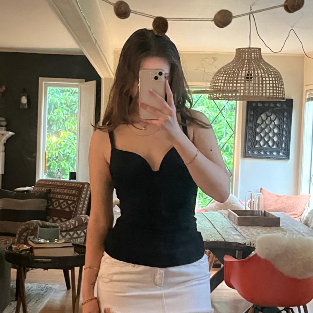 perfect black bustier top - size M, best for about... - Depop