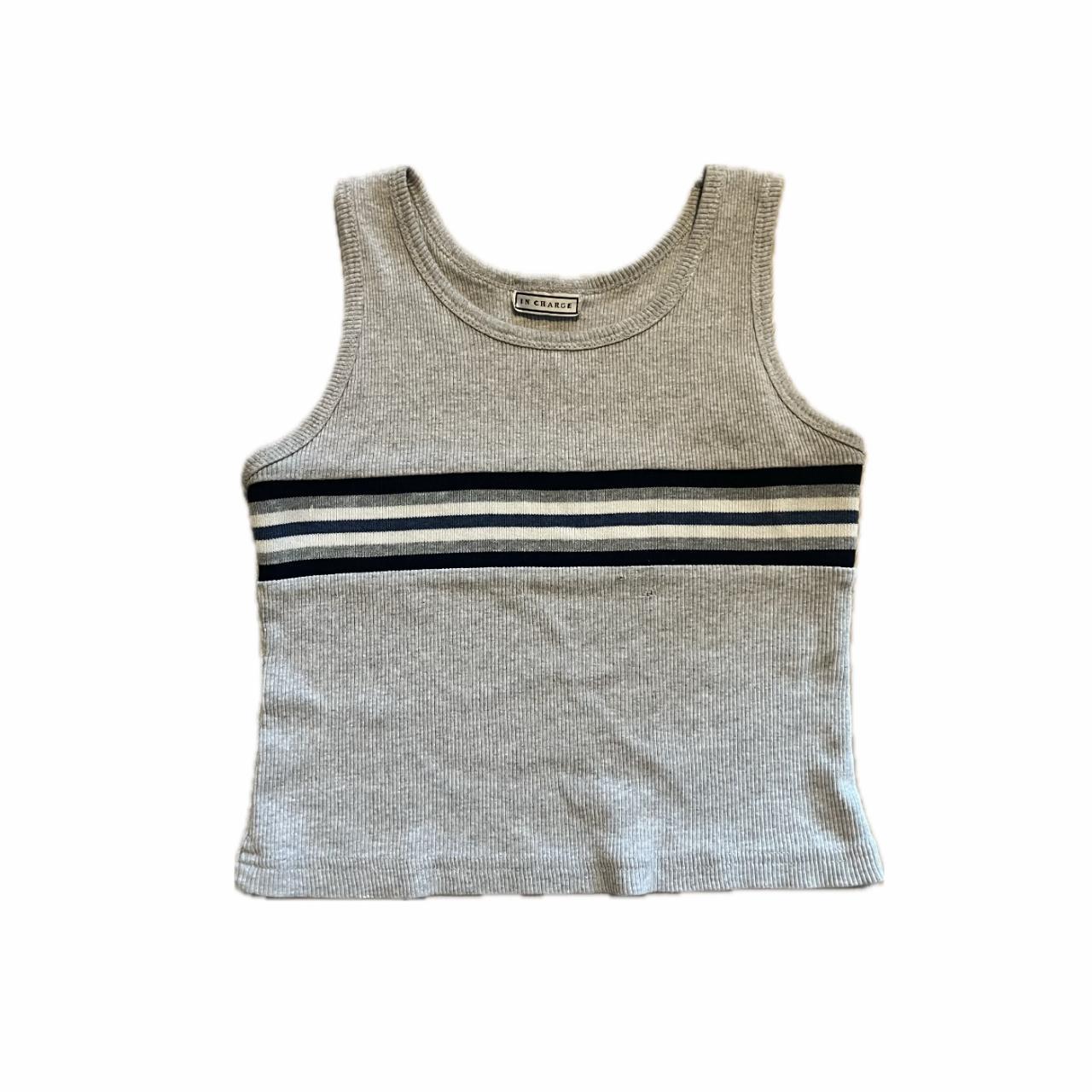 90s grey striped baby tank - no size tag, like an... - Depop