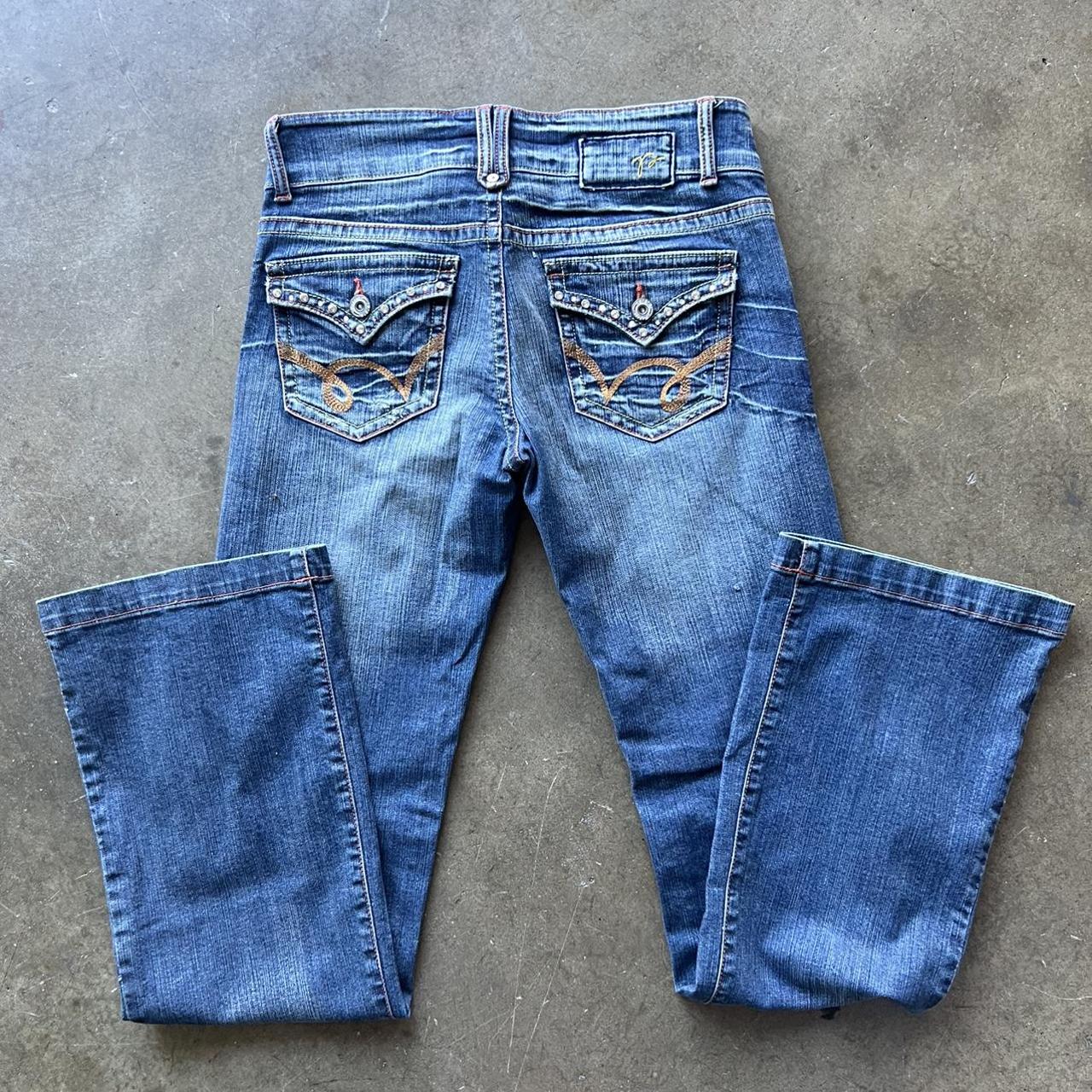 papaya denim flare jeans double button Size 7... - Depop