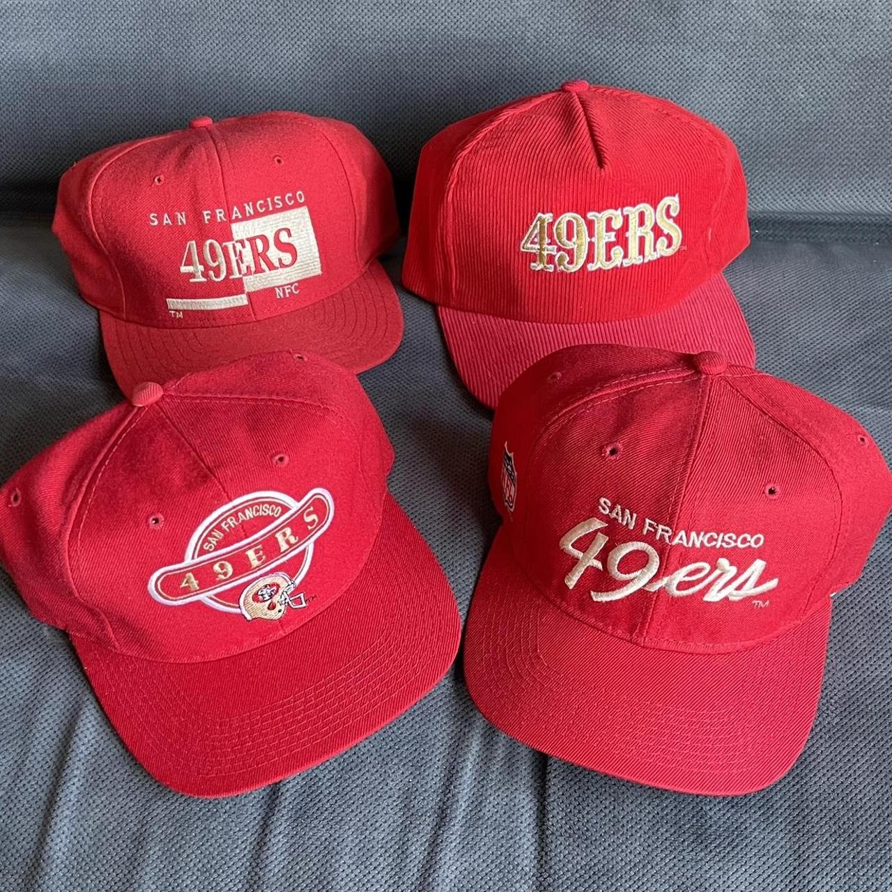 Vintage 49ers White Two Tone Script Snapback Sports - Depop