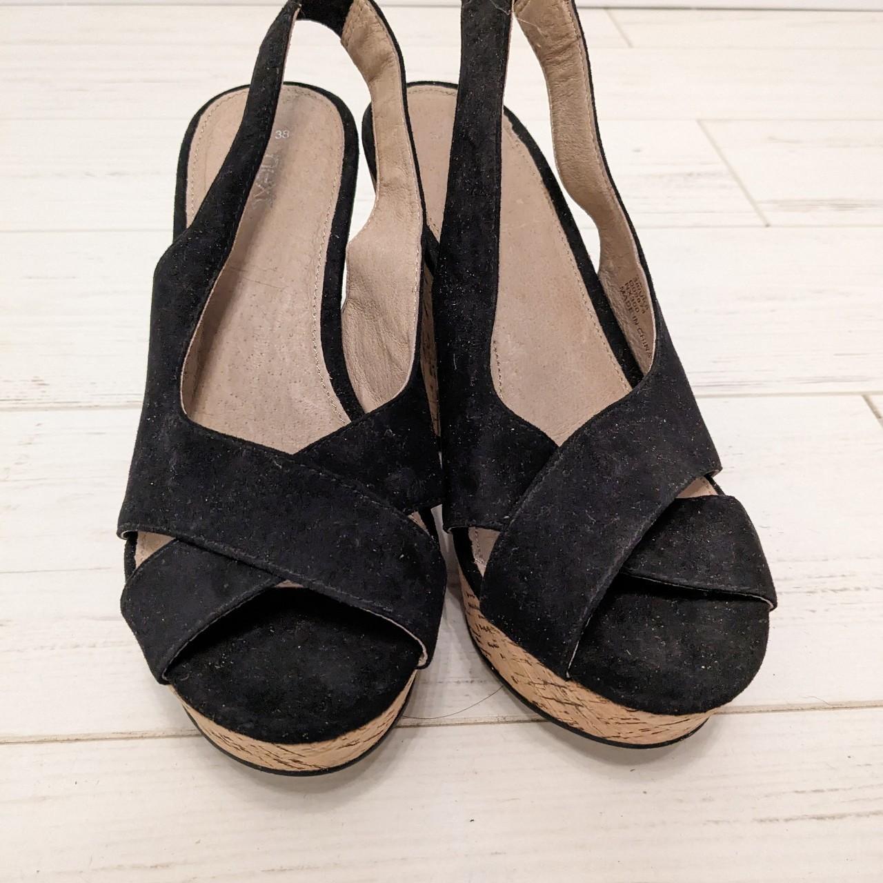 NEXT summer black suede wedges Really... Depop
