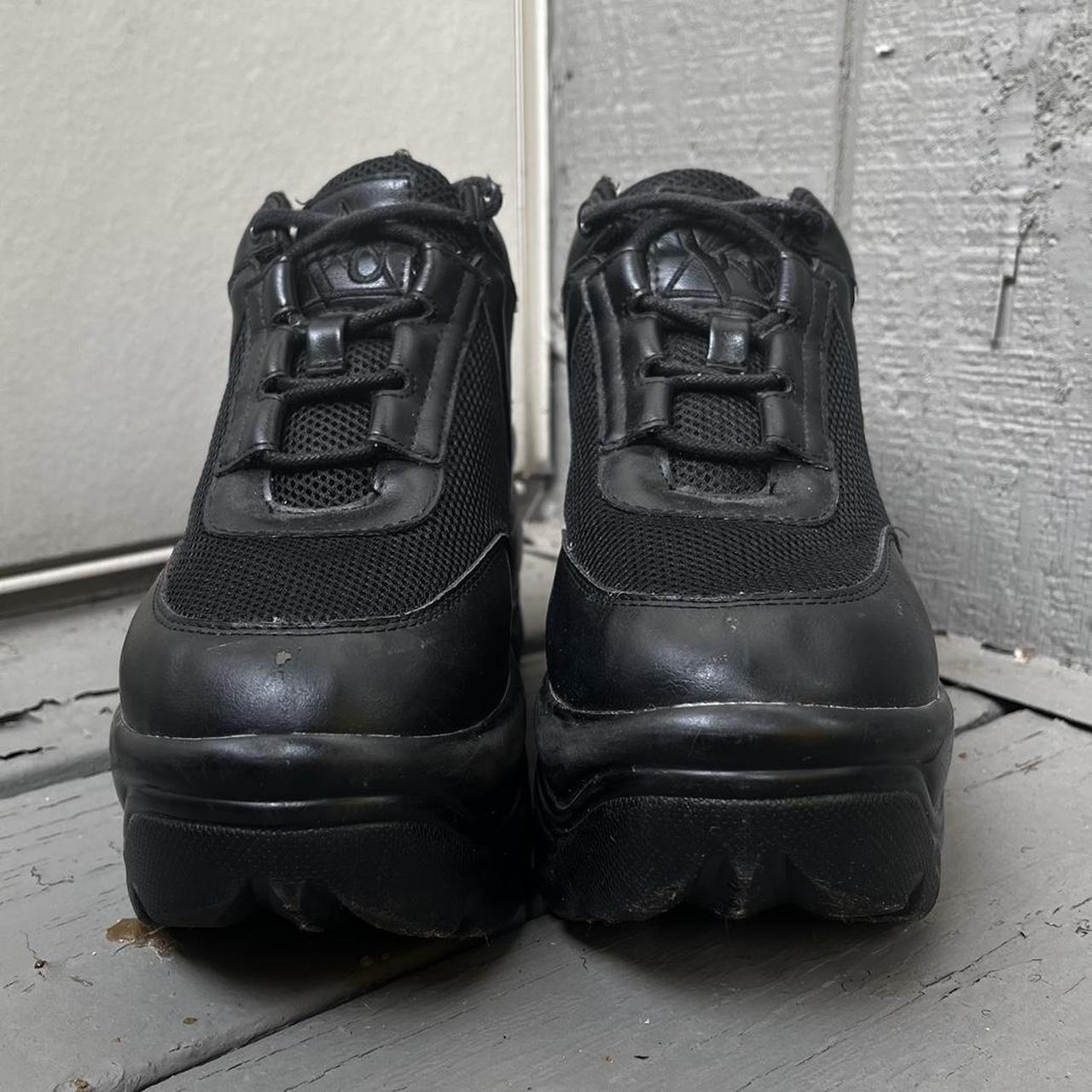 YRU MATRIXX Black Vegan Leather Platform Sneakers... - Depop