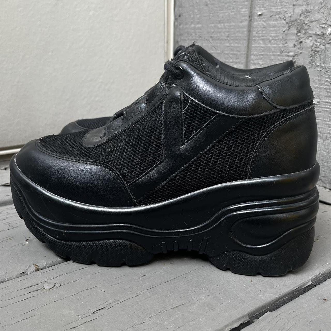 YRU MATRIXX Black Vegan Leather Platform Sneakers... - Depop