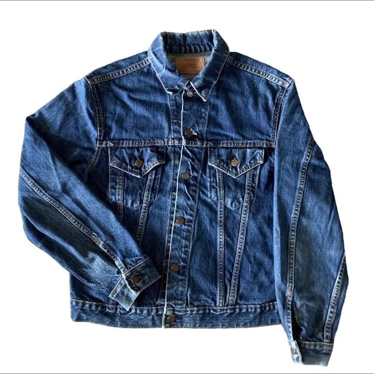 vintage levi's denim jacket with big patch on the - Depop