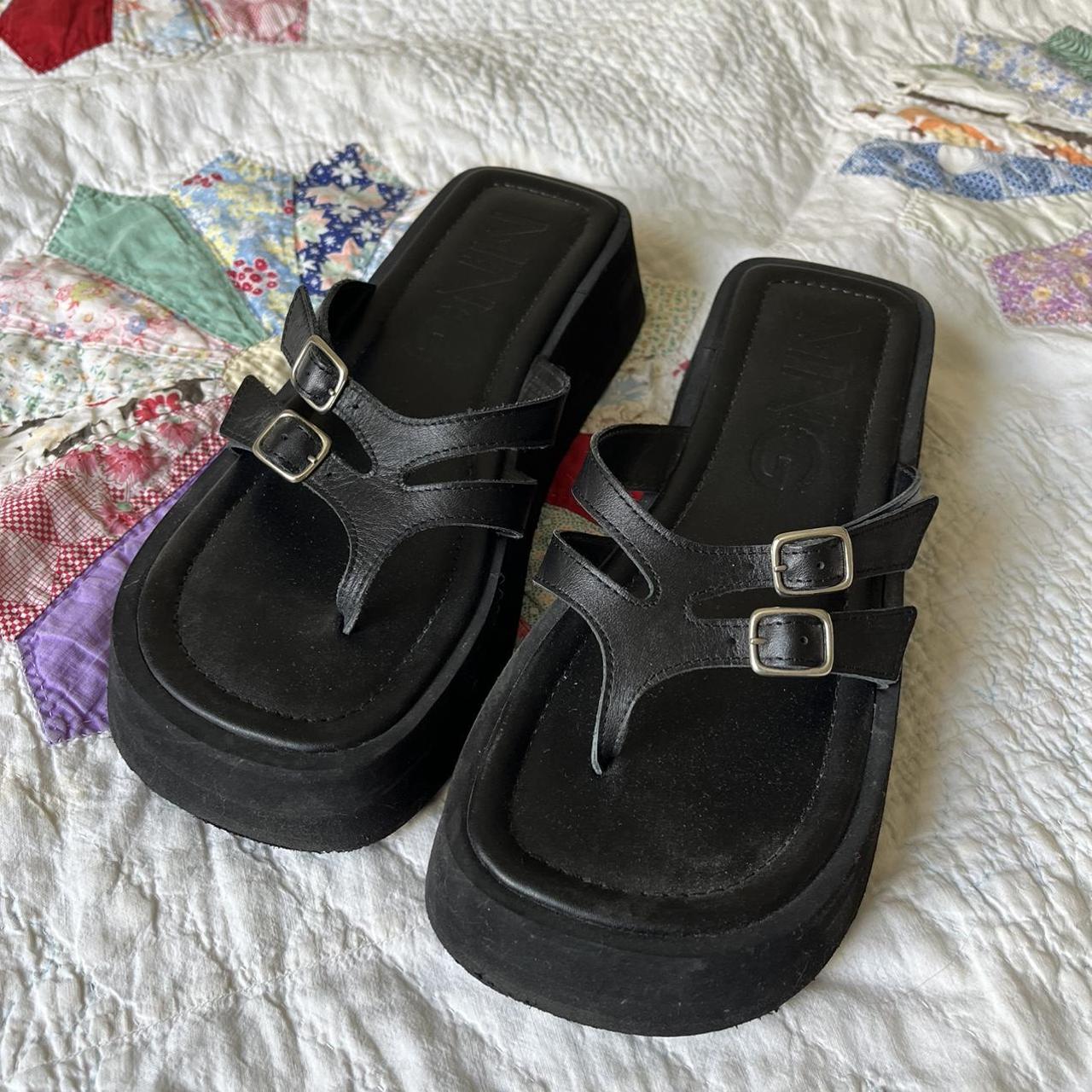 Mango Women's Black Sandals | Depop