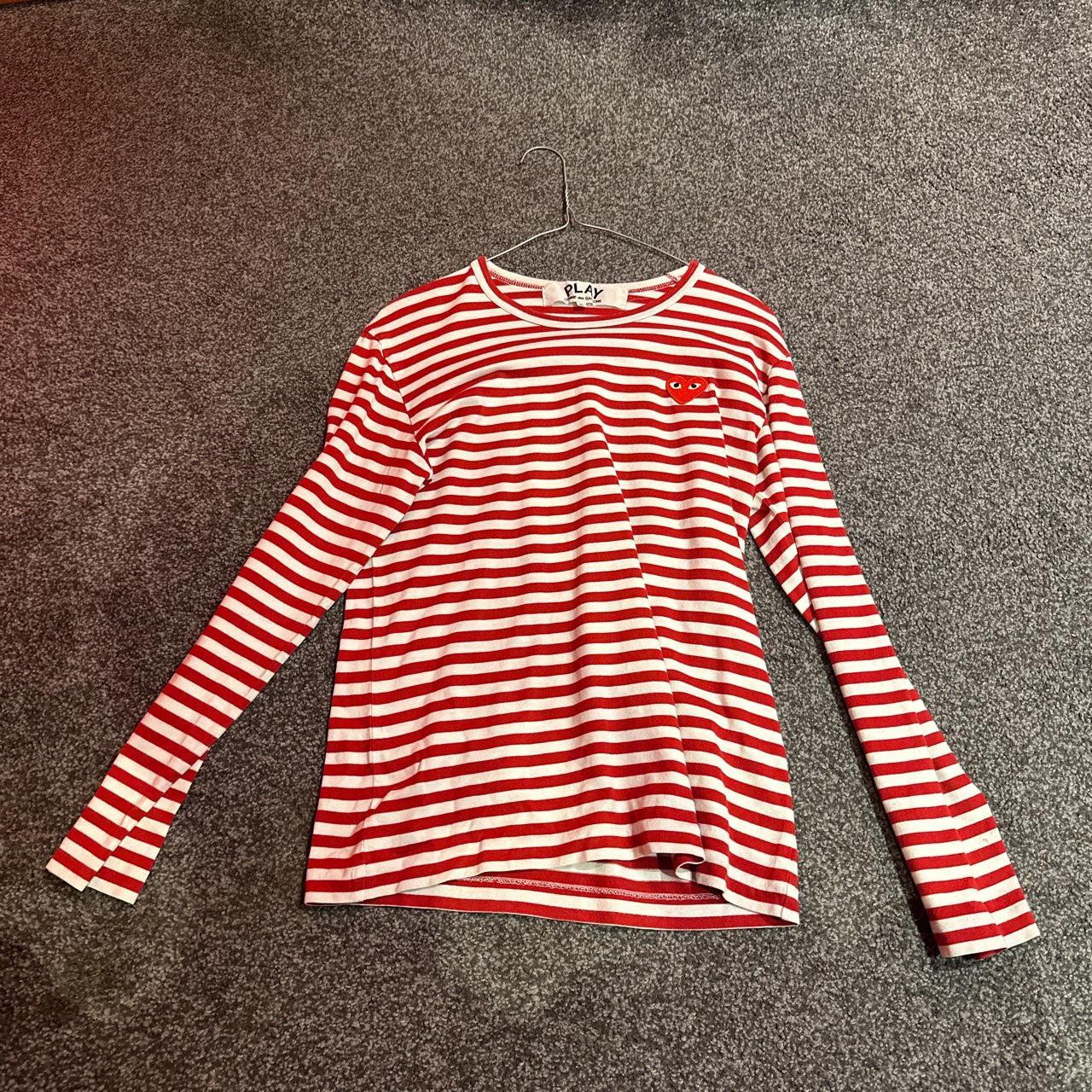 Red and white CDG play top top condition worth the... - Depop