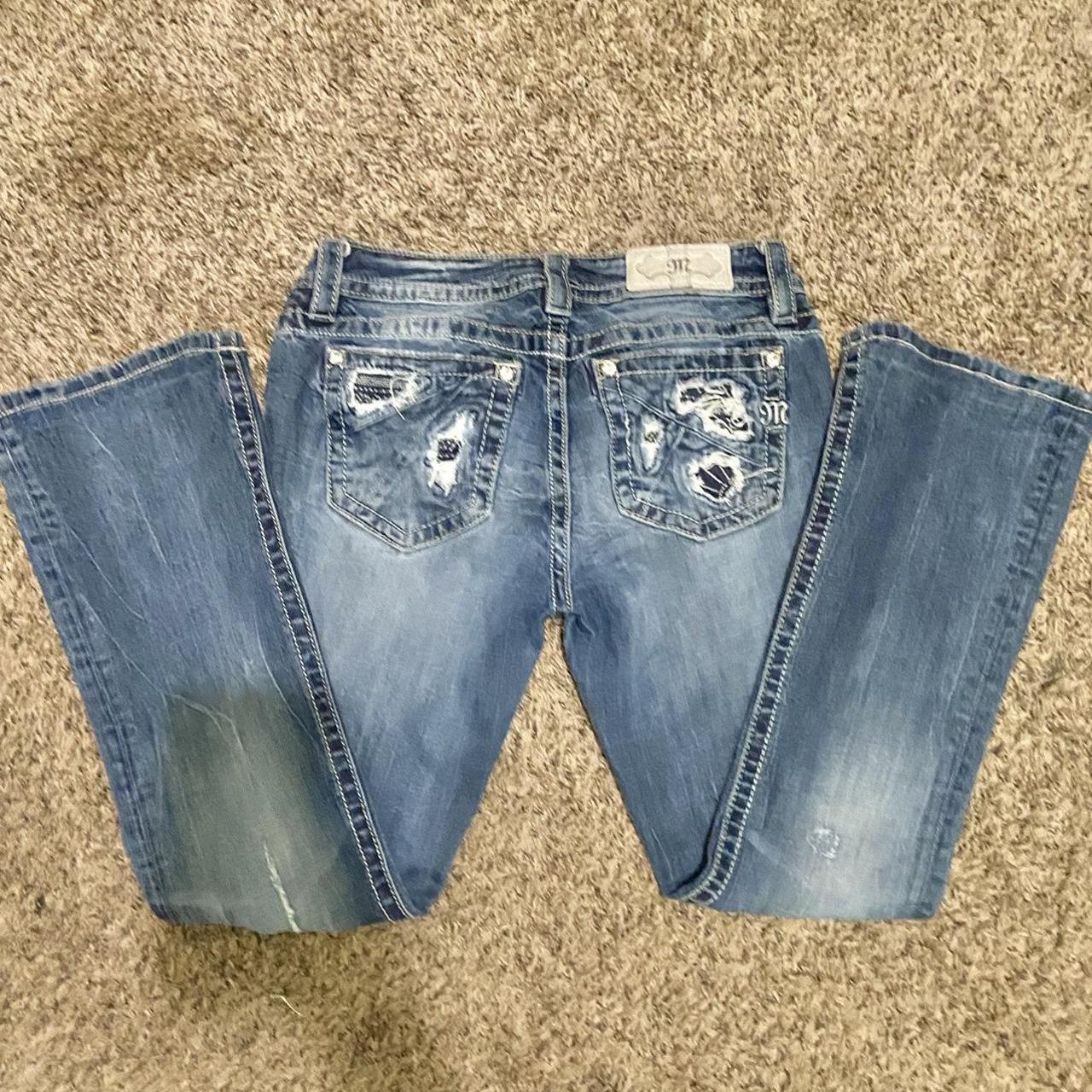 low rise distressed bootcut miss me jeans size 30... - Depop