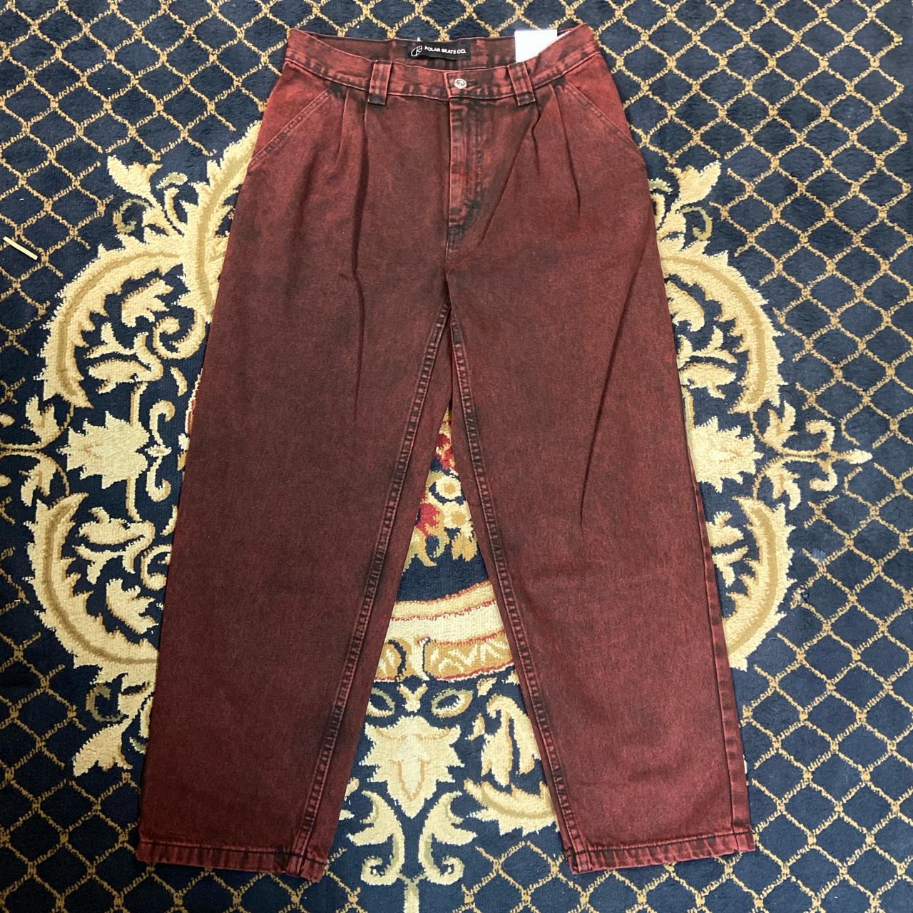 Polar Skate Co Men's Burgundy and Red Jeans | Depop