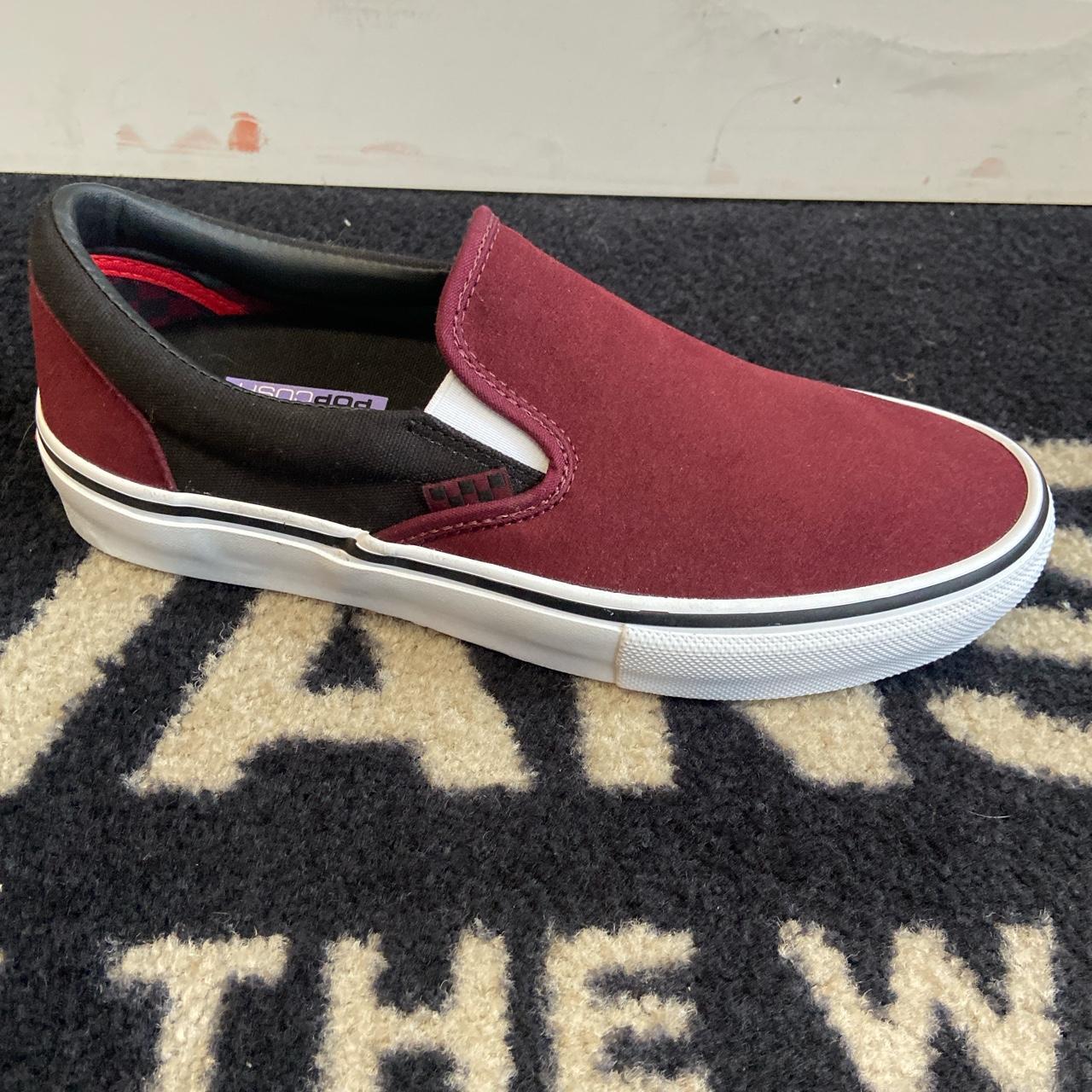 Burgundy shop vans slides