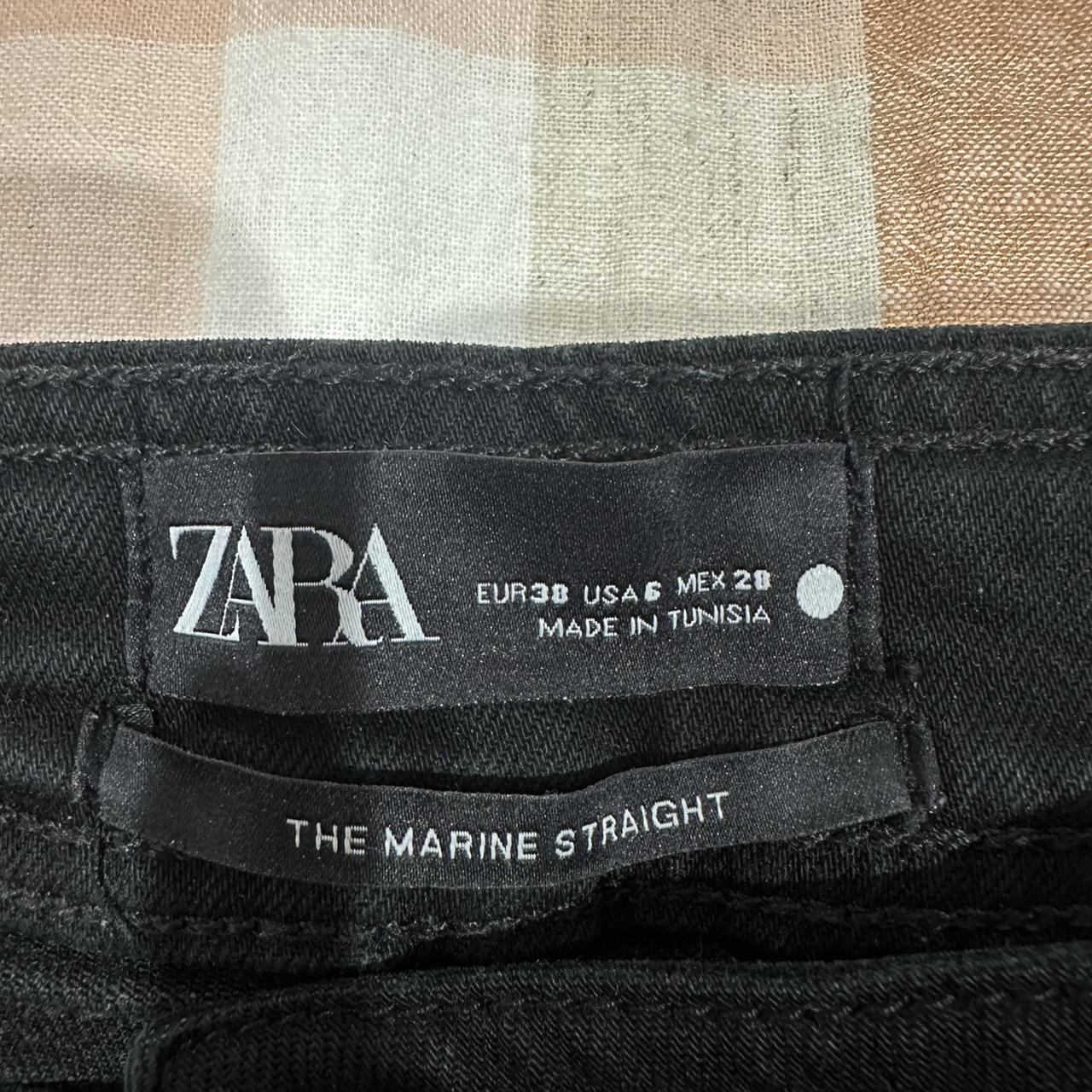 Zara black high waisted straight jeans in size 10. - Depop