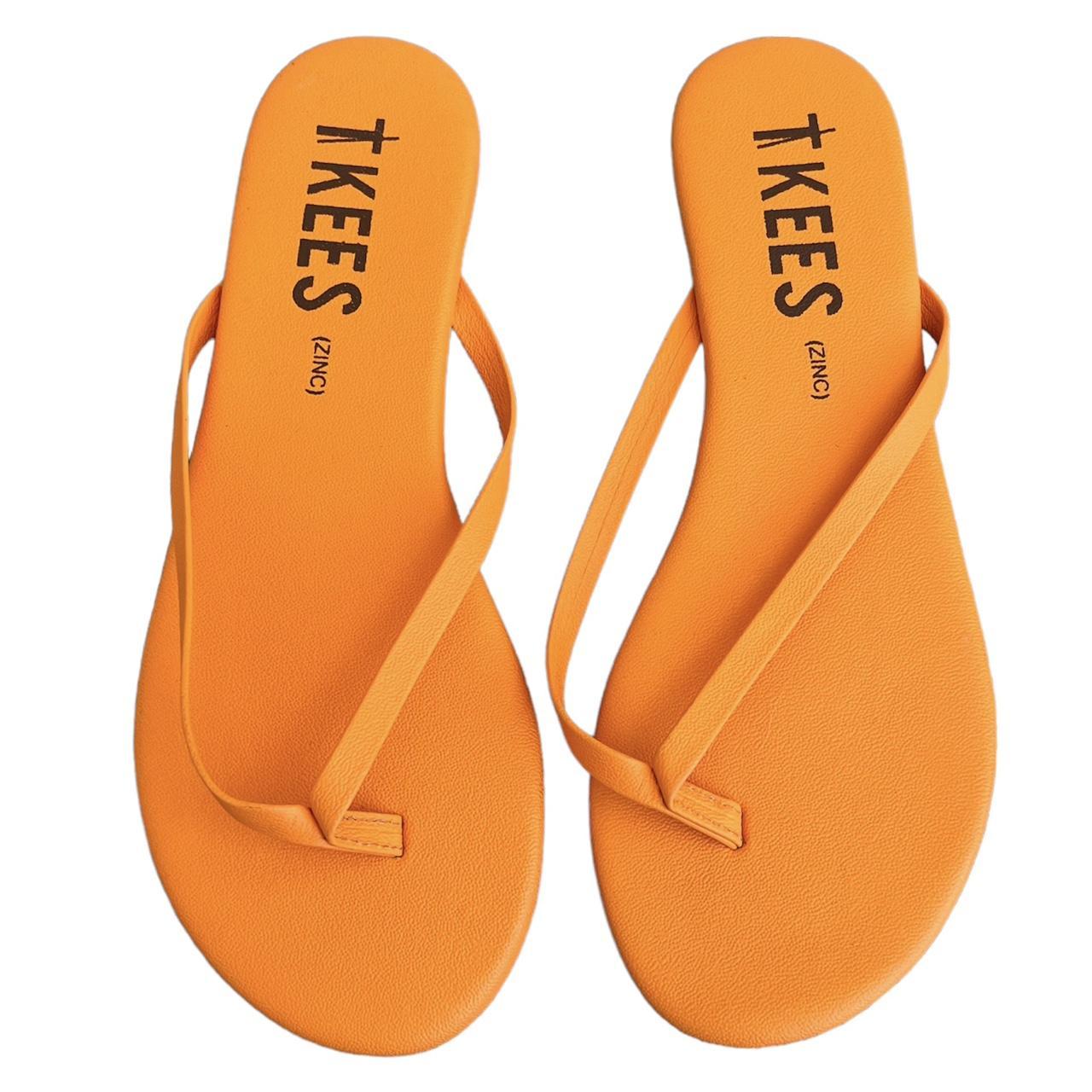 TKEES Women's Orange Flipflops Depop