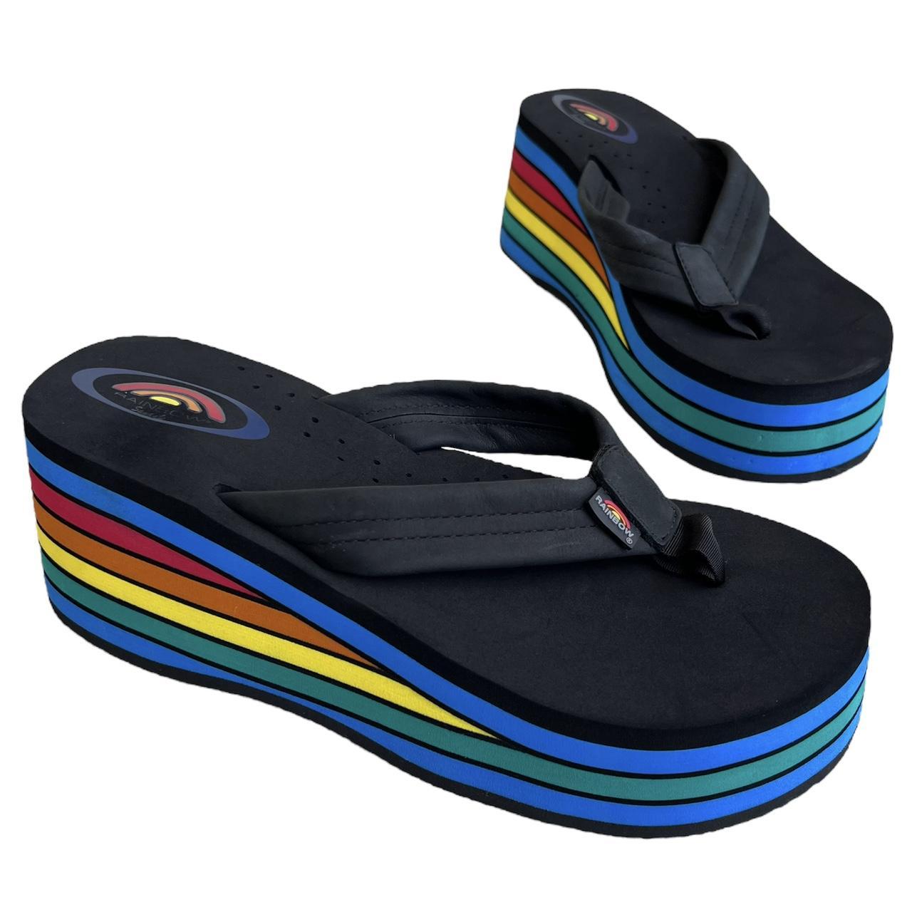 Rainbow classic best sale wedge flip flop