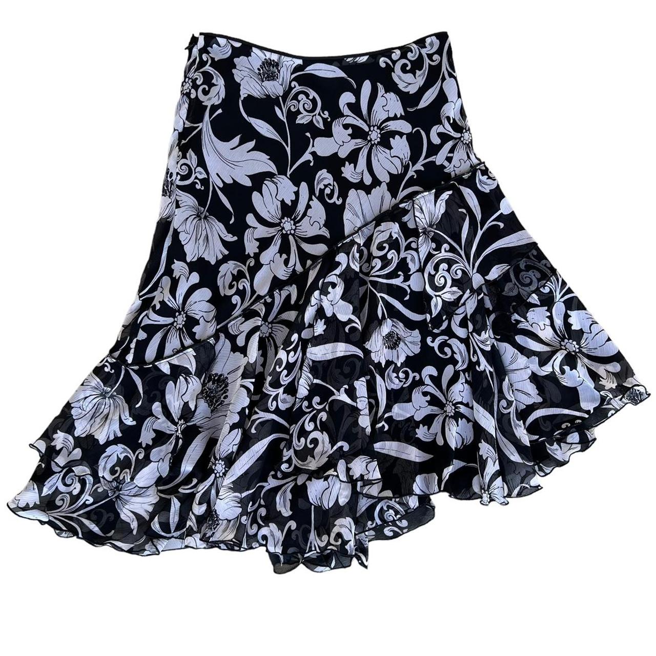 Flowy black hotsell and white skirt